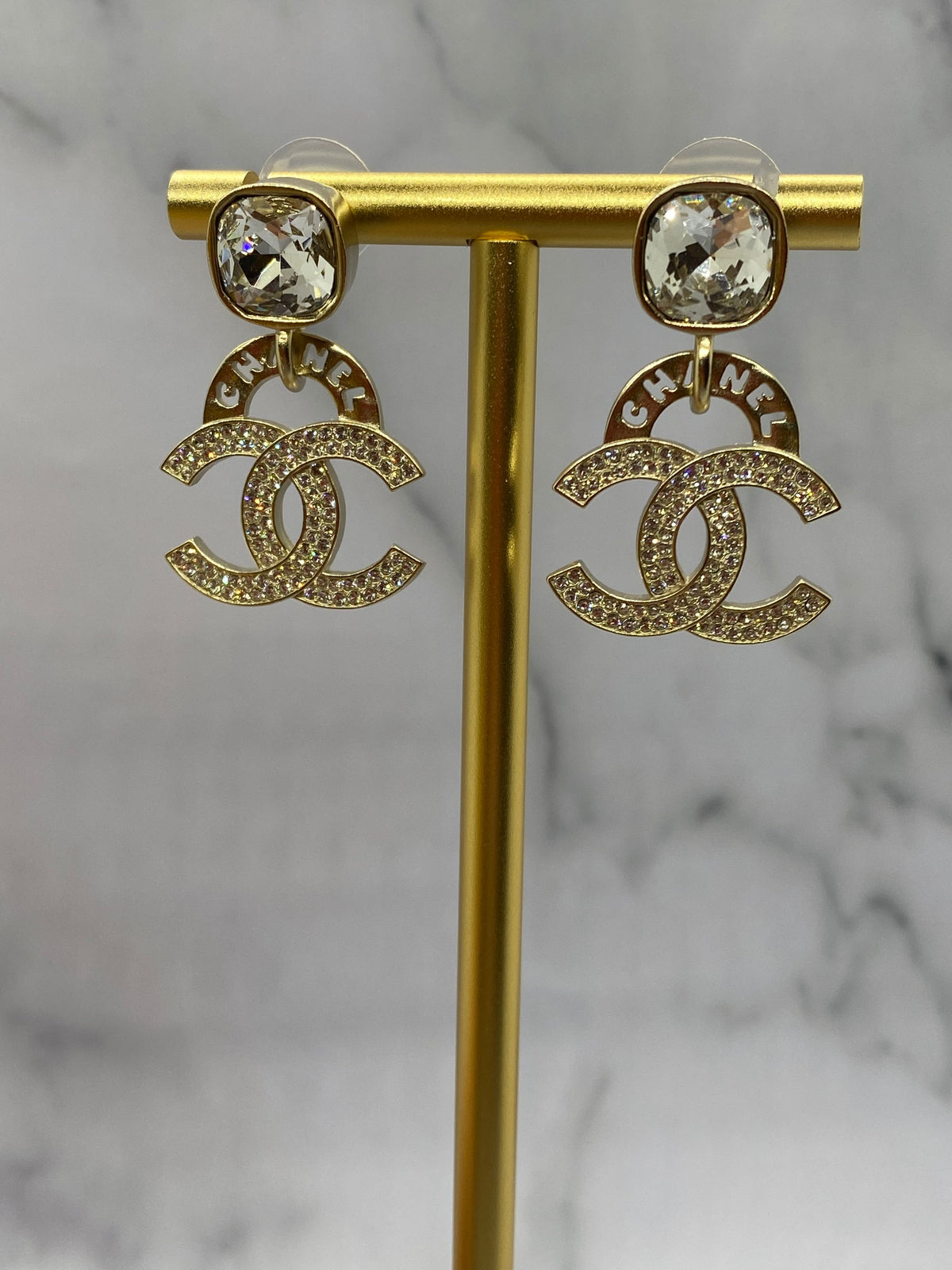 CHANEL CC Statement Rhinestone Earrings - USED