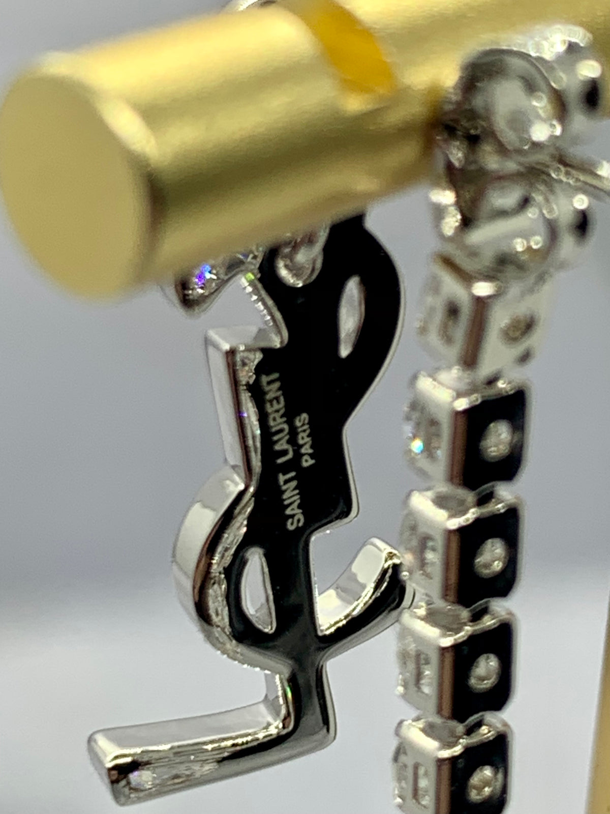 YSL YVES SAINT LAURENT Rhinestone Pendant Earrings - Pre owned