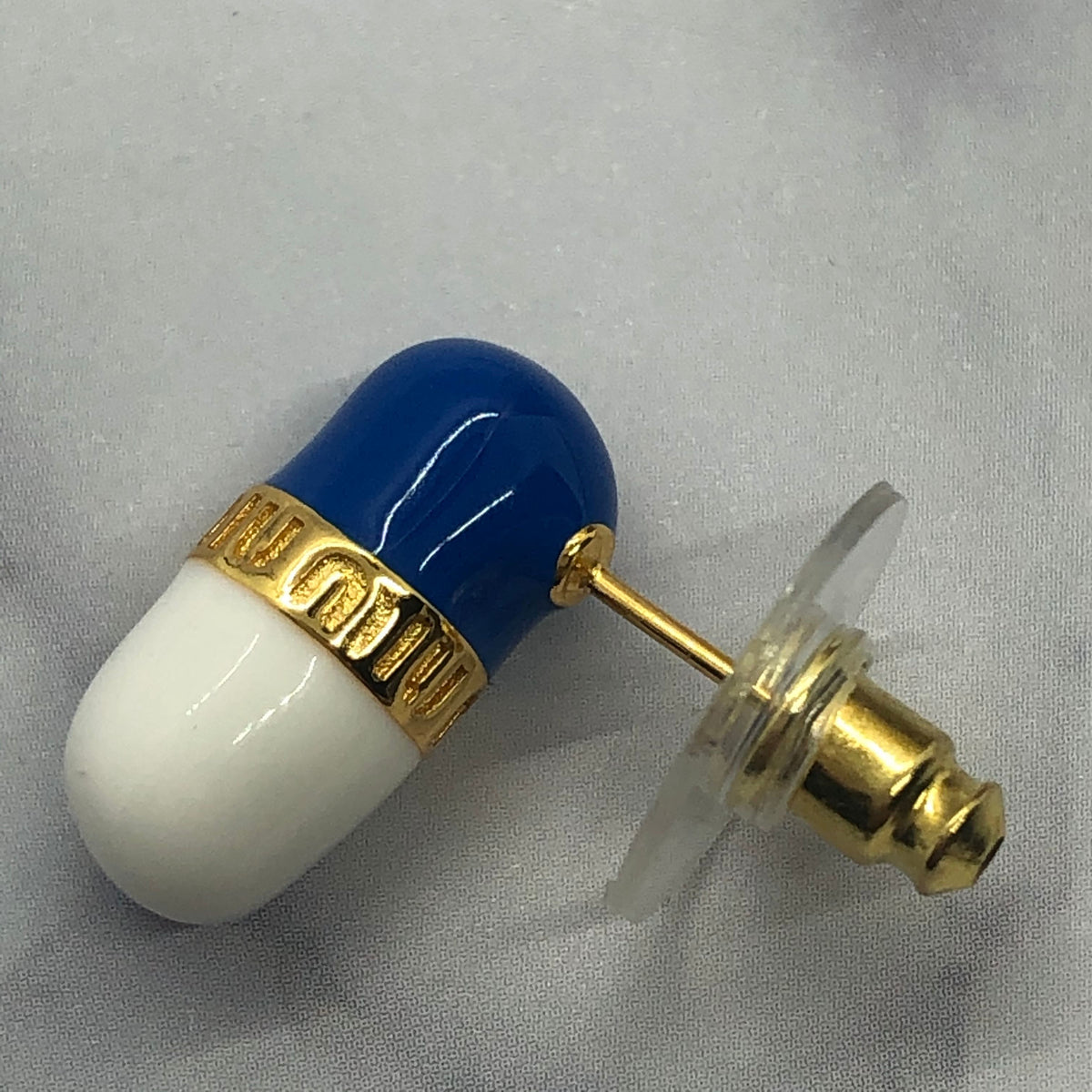 MIU MIU Blue & White Pill Shape Earrings - Pre owned