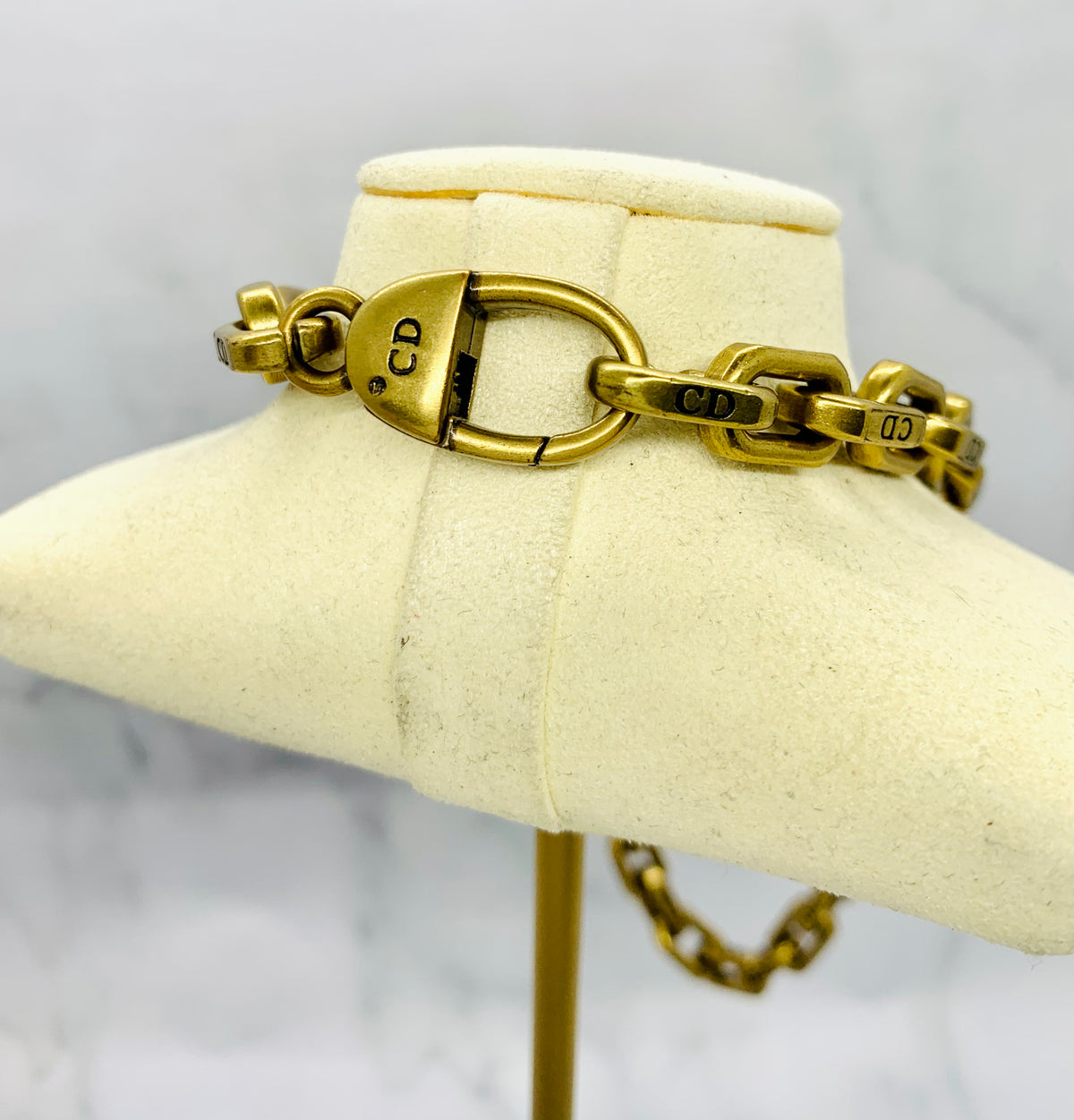 CHRISTIAN DIOR CD Brass Chain Necklace UNISEX - Pre owned