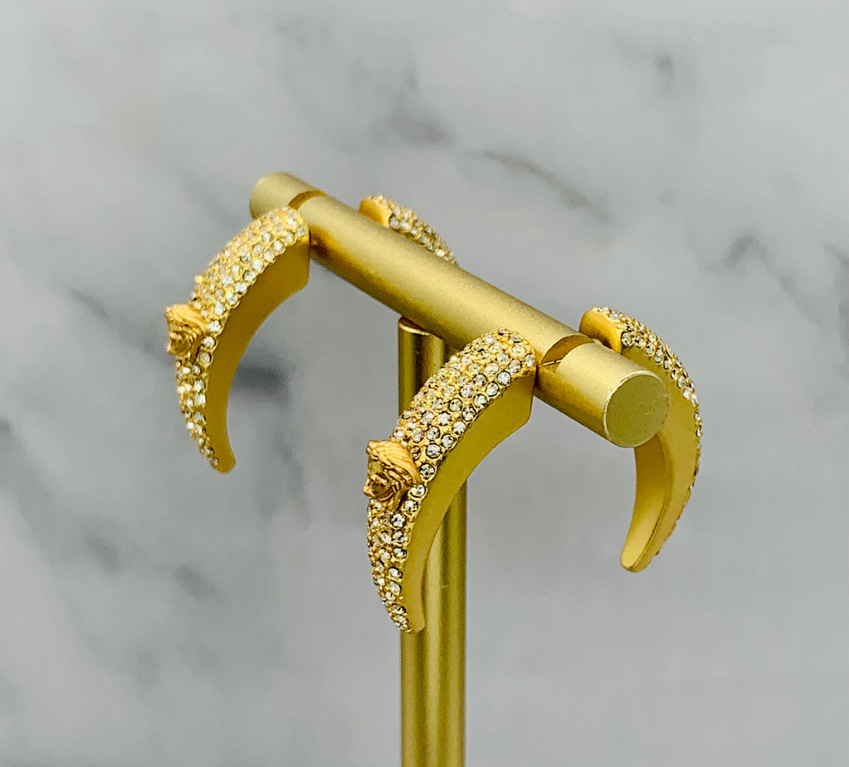 VERSACE Rhinestone Horn Earrings - Pre owned