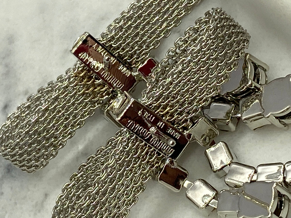 MIU MIU Silver Tone Rhinestone Bow Earrings - Pre owned