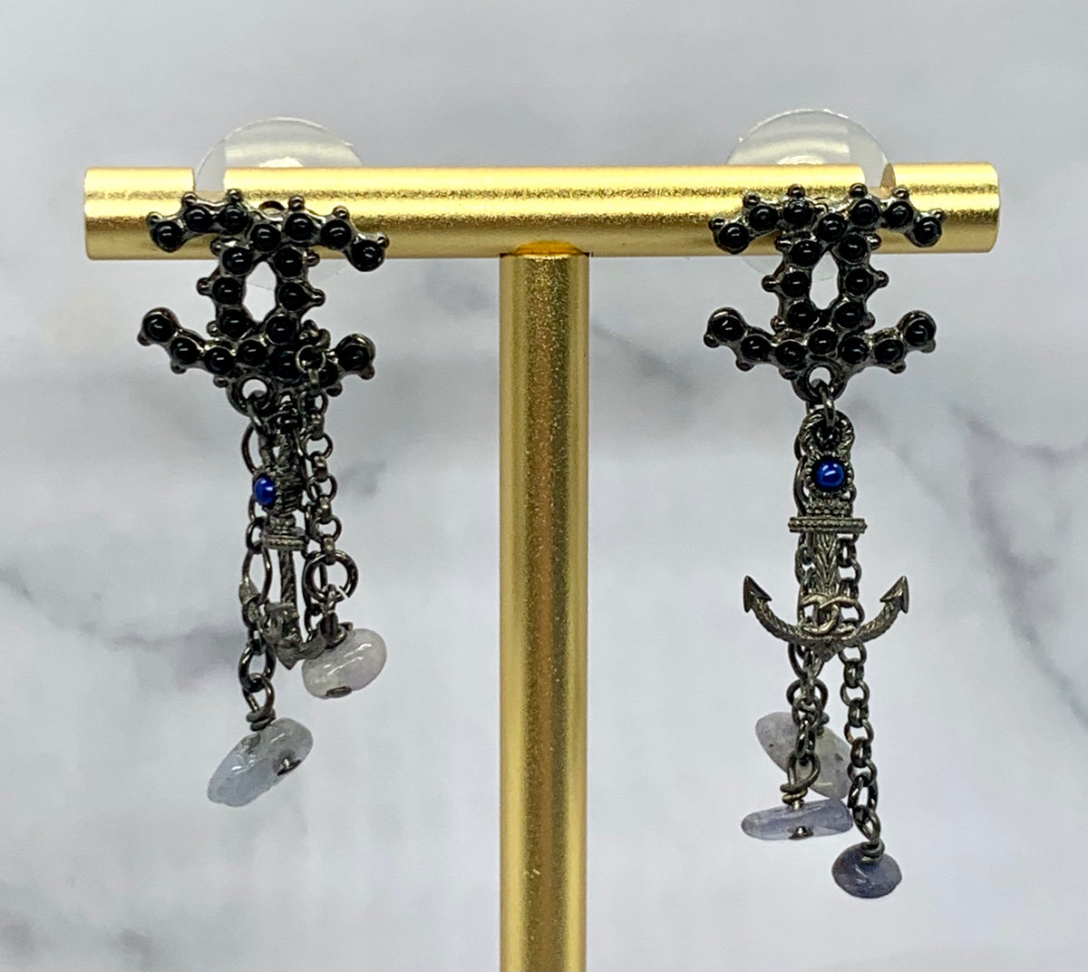 CHANEL CC Cruise Anchor Stone Earrings - Pre owned