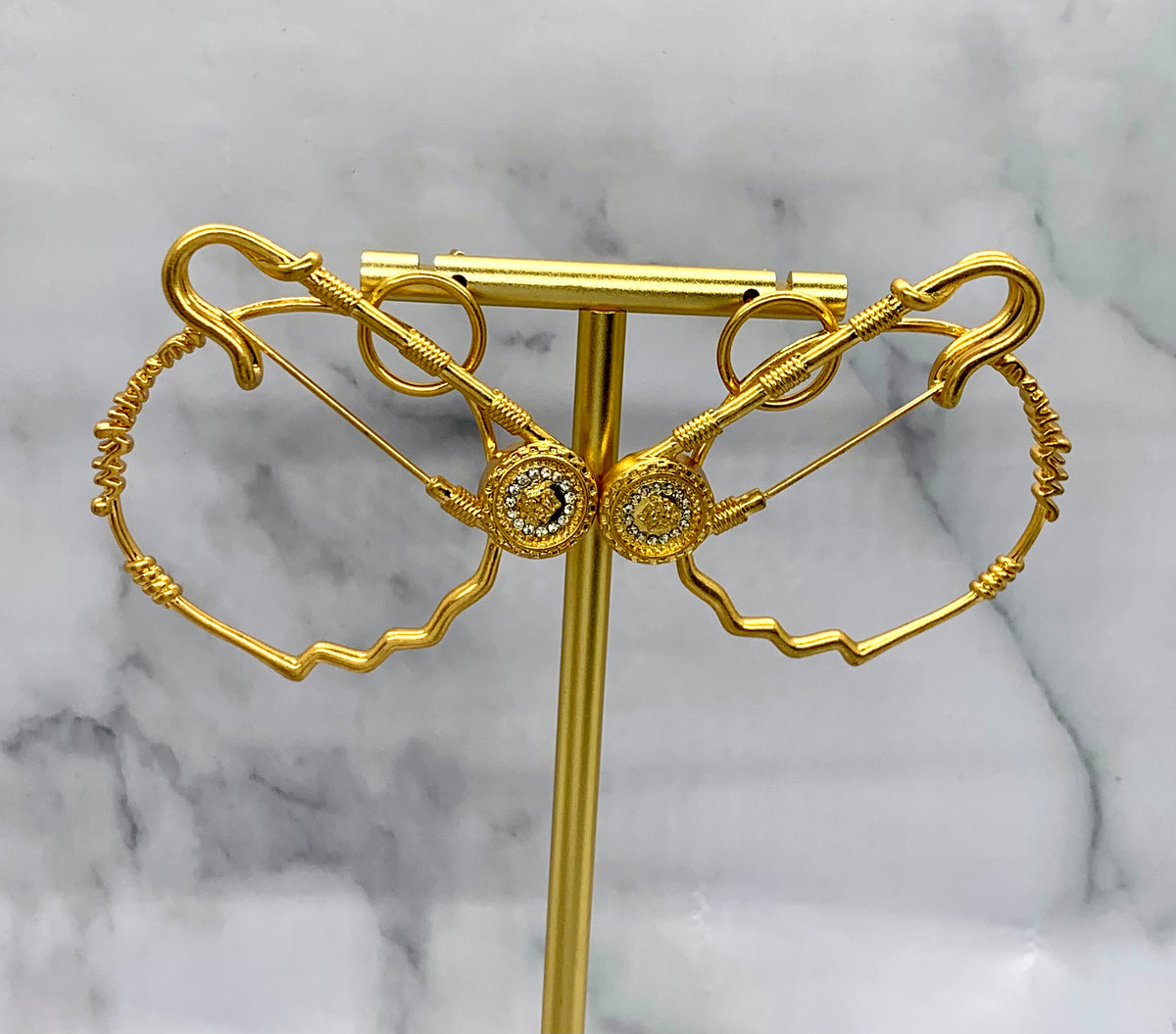 VERSACE Safety Pin Medusa Hoop Earrings - Pre owned