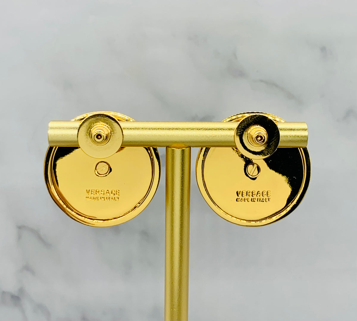 VERSACE Gold Tone Dome Earrings - Pre owned