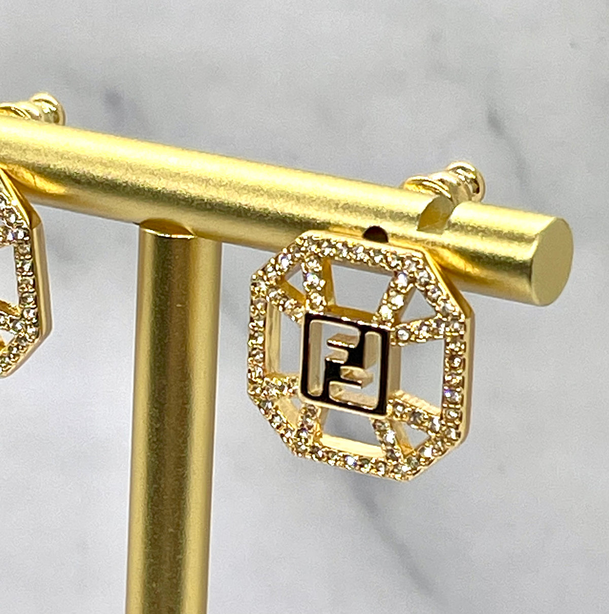 FENDI FF Rhinestone Earrings - Pre owned