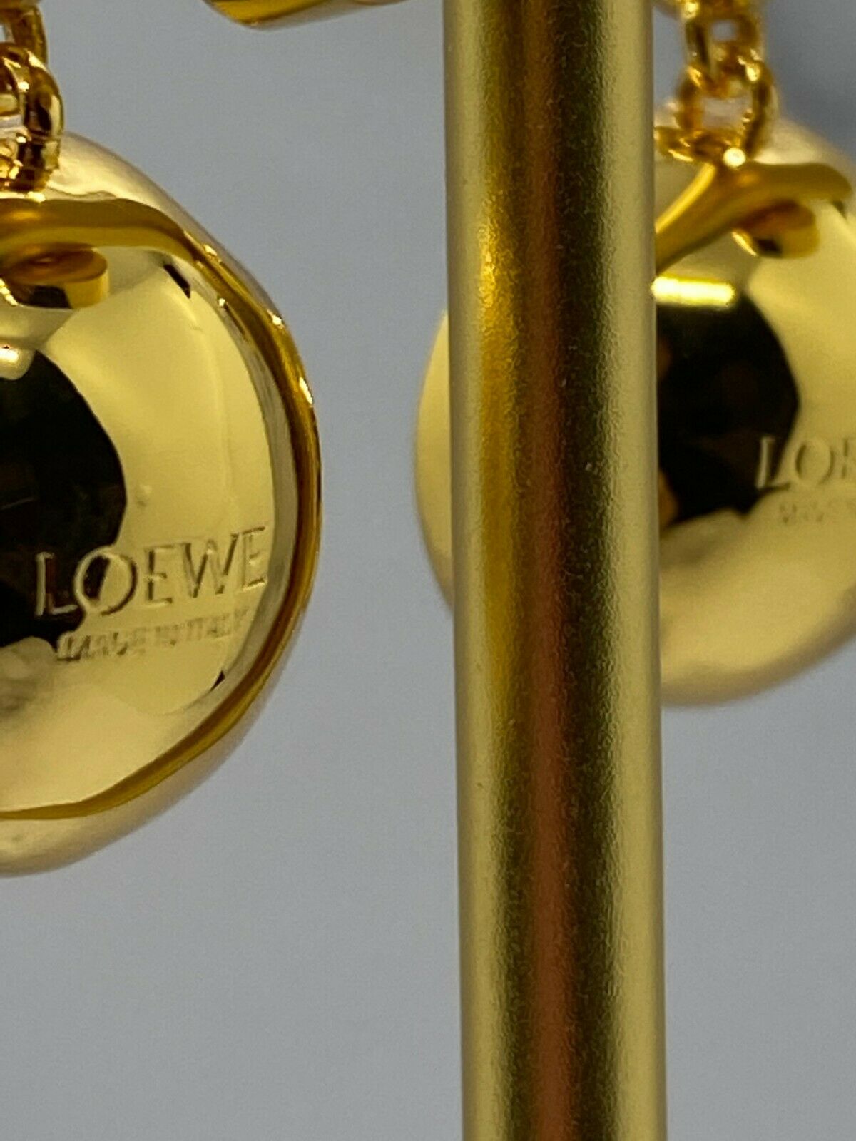 LOEWE Gold Tone Chunky Rhinestone Pendant Earrings - Pre owned