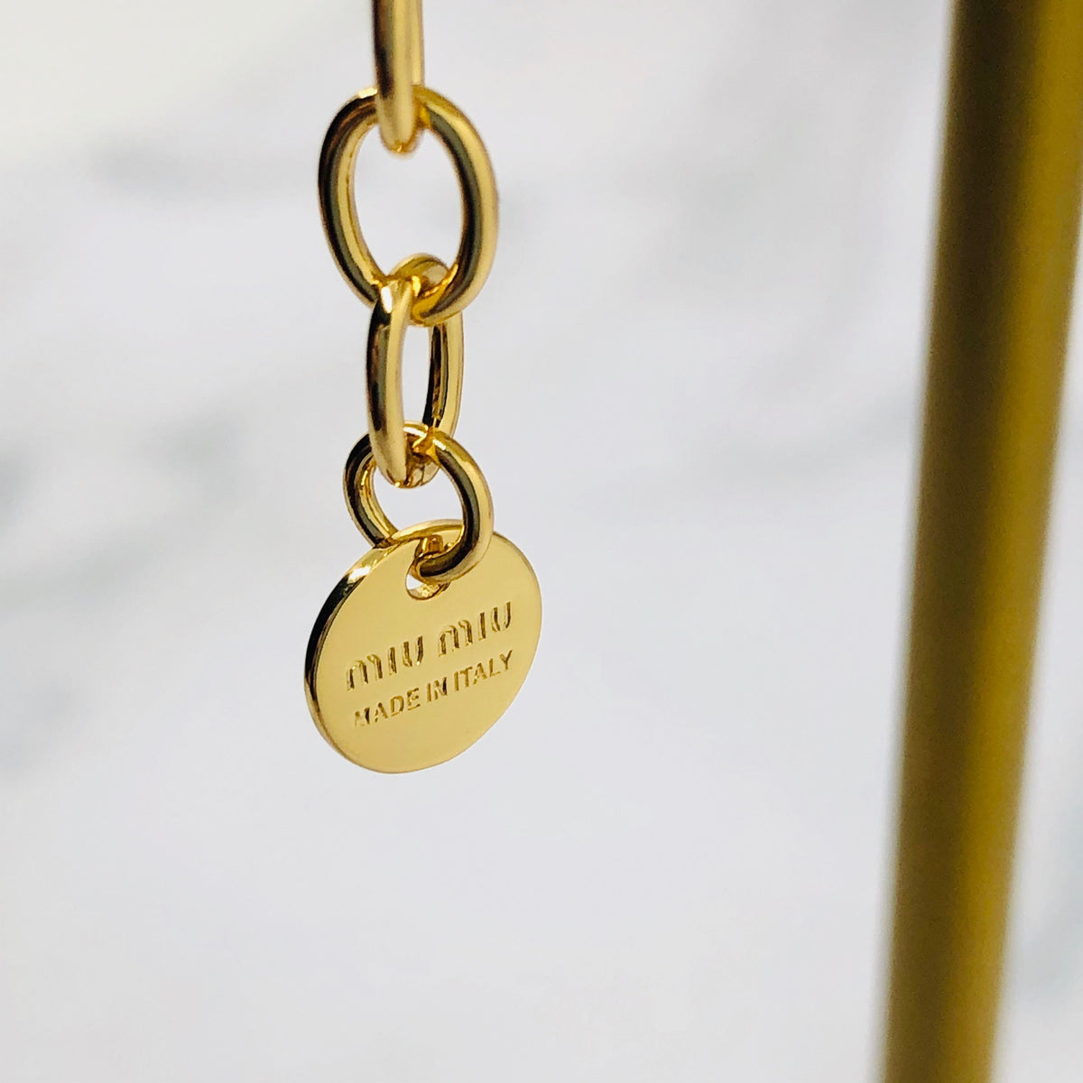 MIU MIU Gold Tone Monogram Necklace - Pre owned