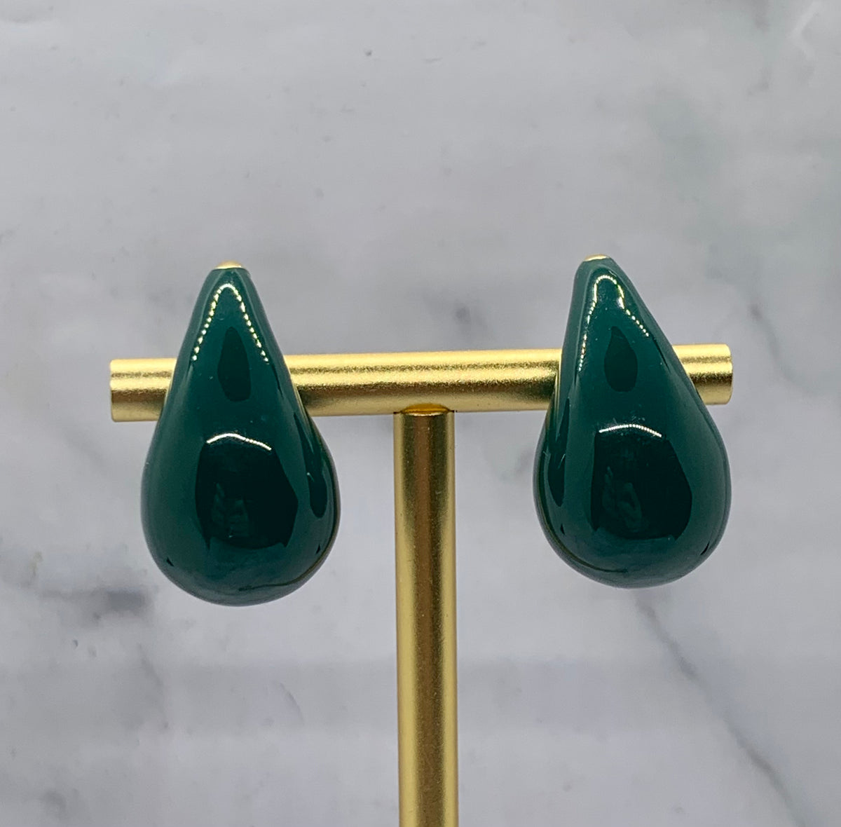 BOTTEGA VENETA Dark Green Tear Drop Earrings - Pre owned