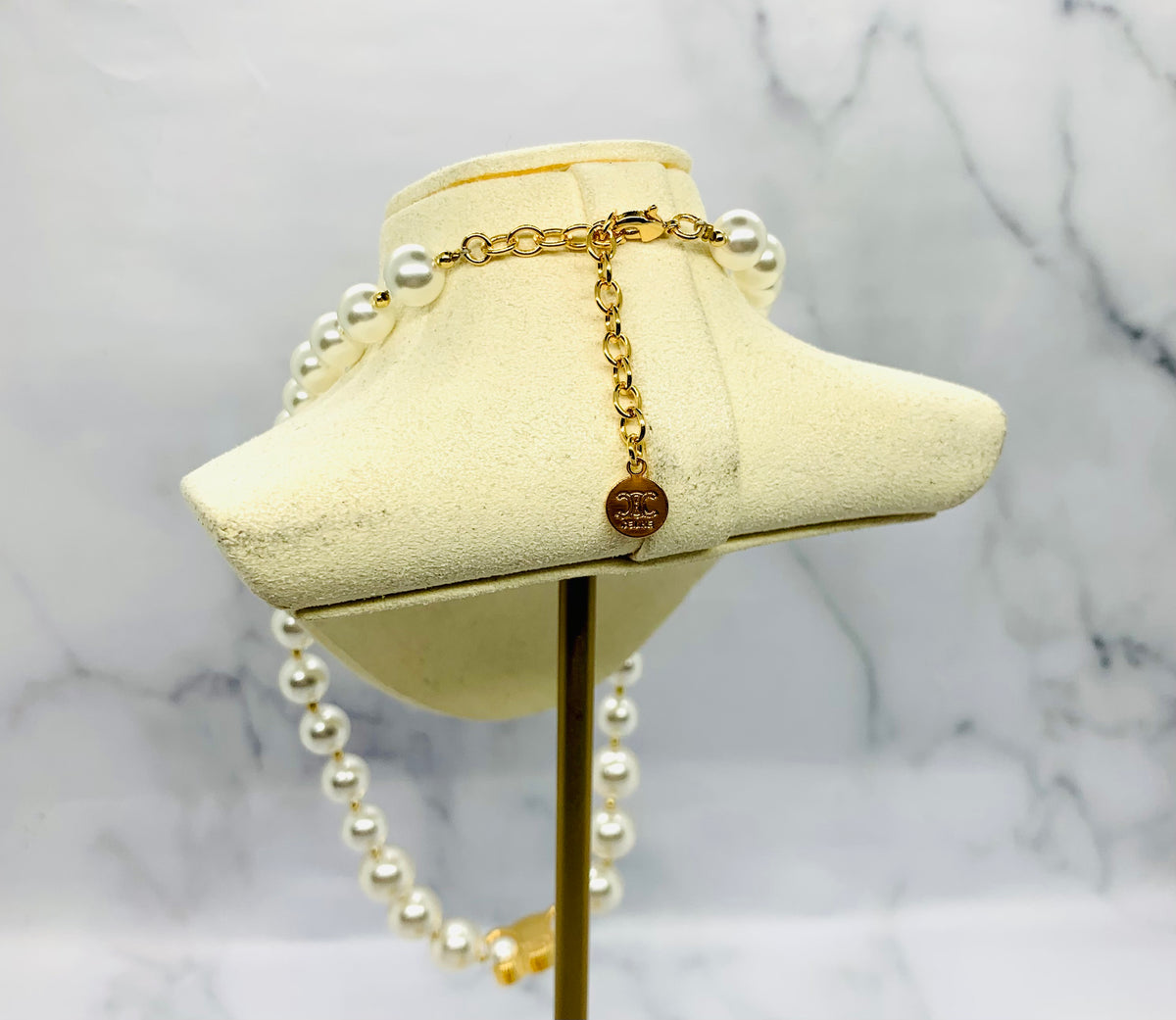 CELINE Monogram Pearl Choker Necklace - Pre owned