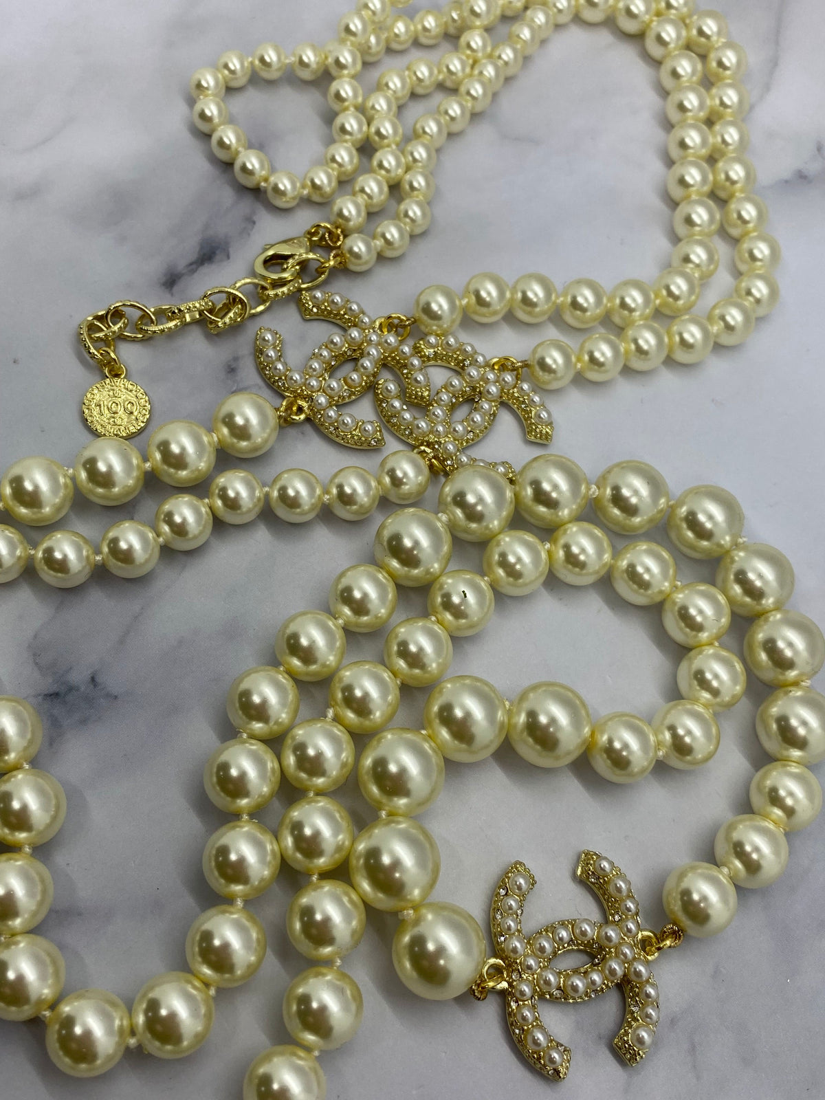 CHANEL CC Long Wrap Pearl Necklace - Pre owned