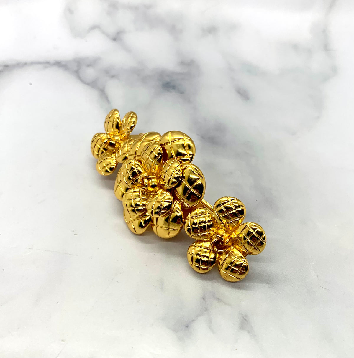 CHANEL Camelia Gold Tone Hair Clip Barrette - Pre owned