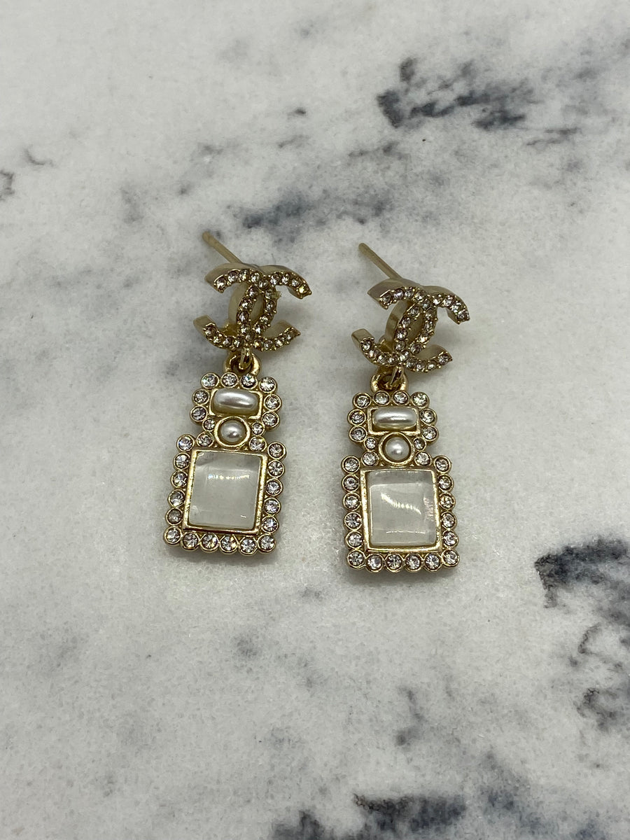 CHANEL CC Bottle Shaped Earrings - USED