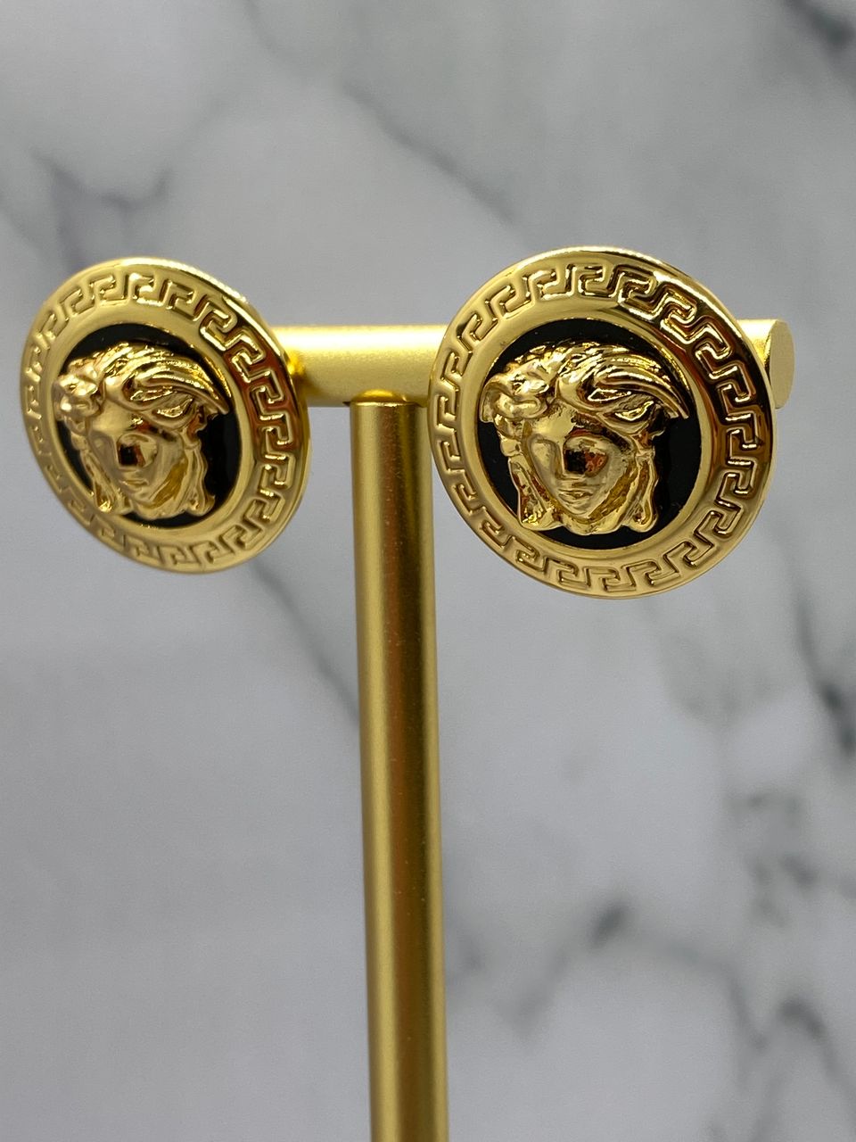 VERSACE Vintage Medusa Gold Tone Disc Earrings - USED
