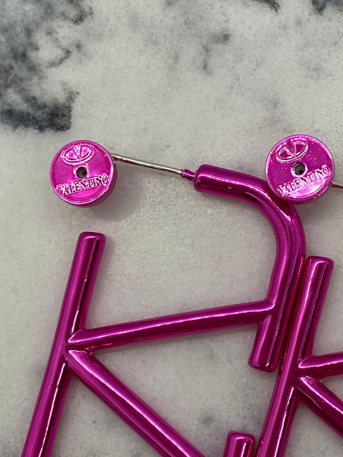 VALENTINO V Pink Hoop Earrings - USED