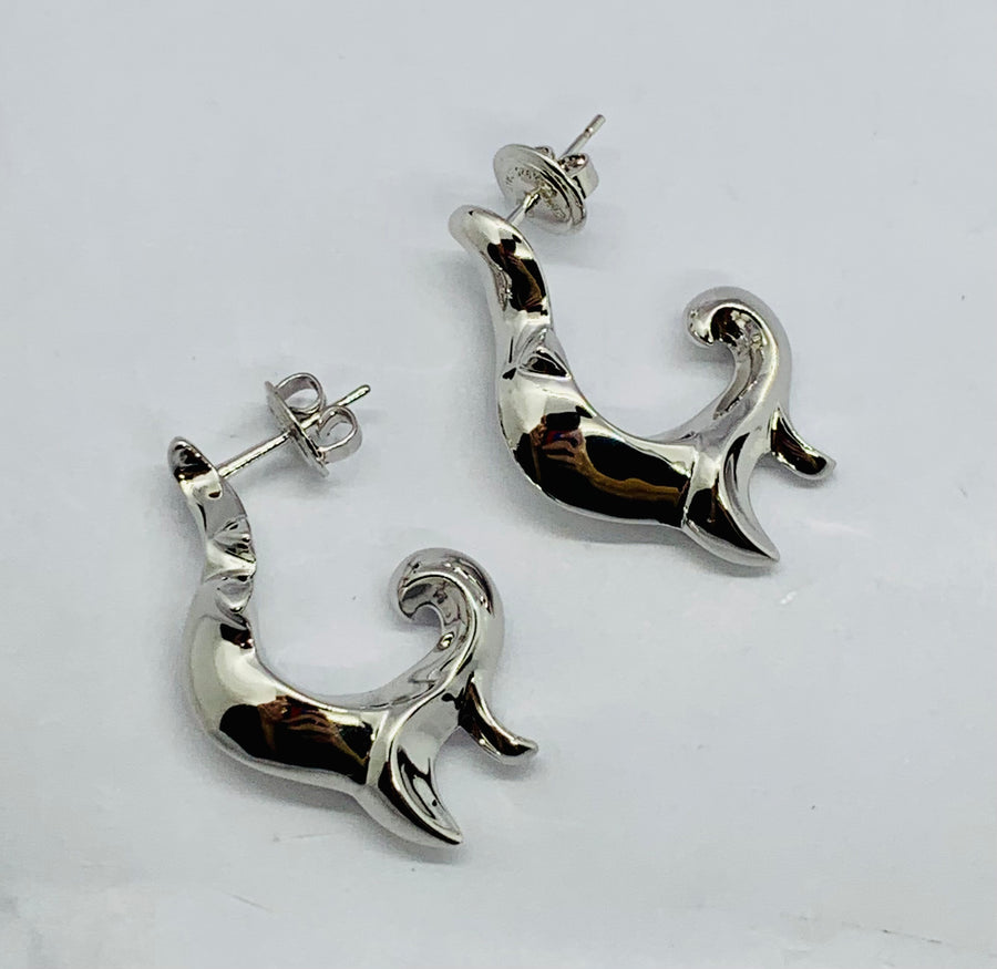 BOTTEGA VENETA Silver Tone Tribal Earrings - Pre owned