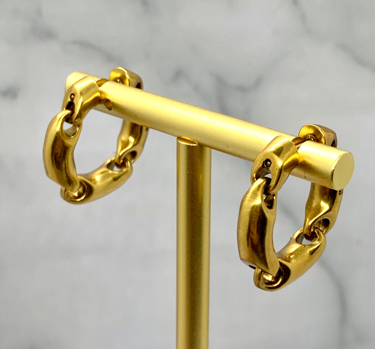 BALENCIAGA Brass Chain Hoop Earrings - Pre owned