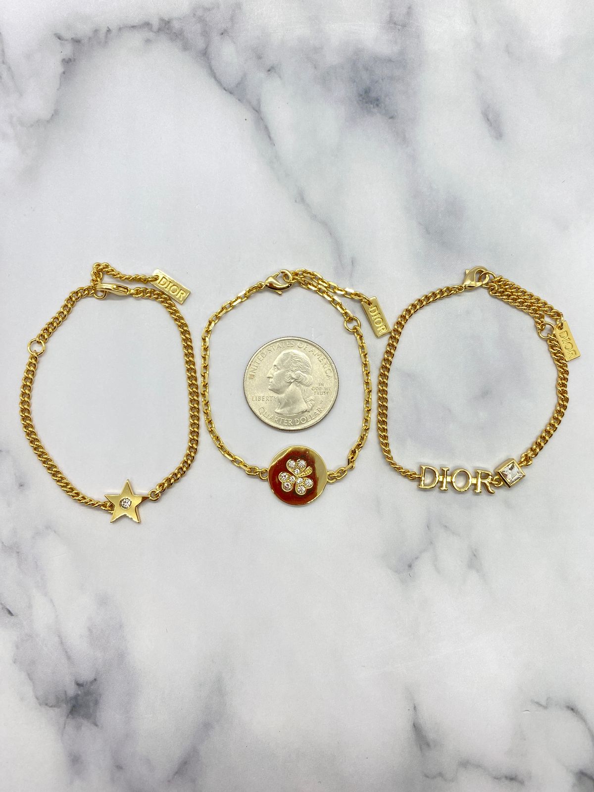 CHRISTIAN DIOR Set of 3 Gold Bracelets - Pre owned