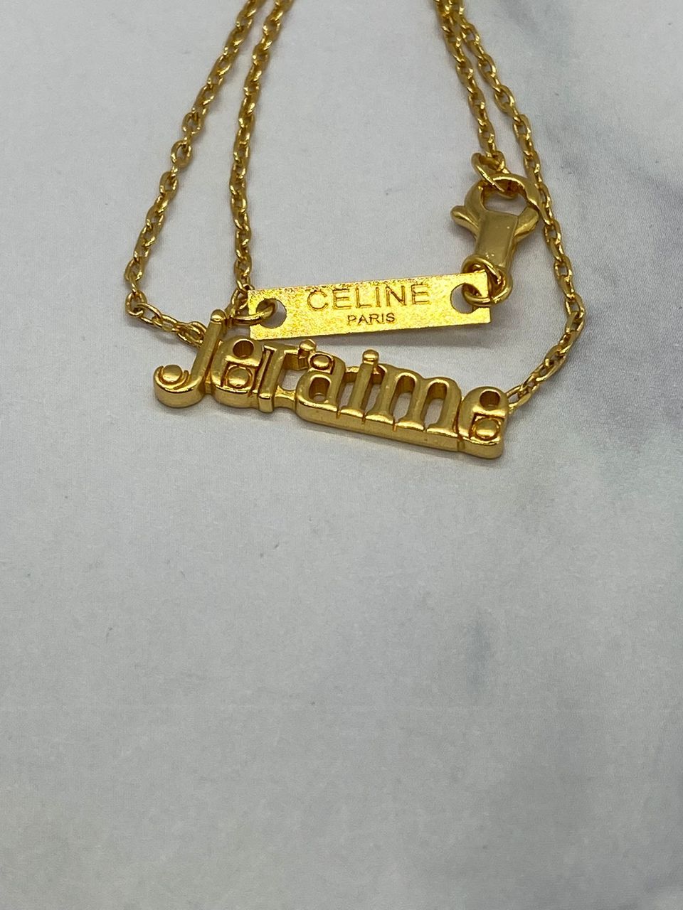 Auth CELINE JE'TAIME Gold Tone Necklace - Pre owned