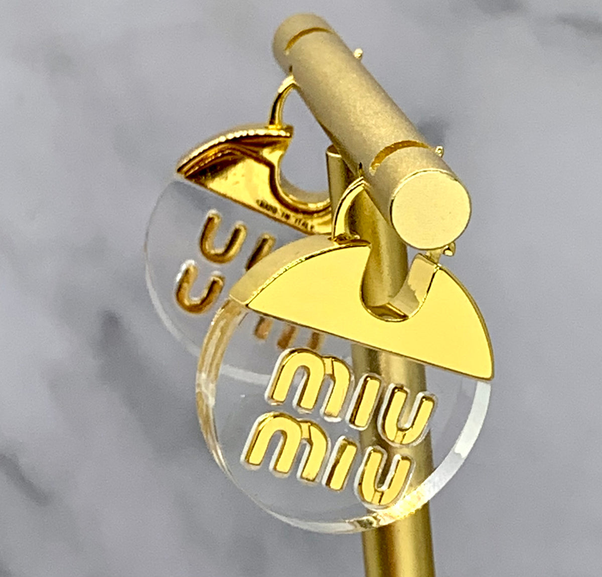 MIU MIU Clear Disc Earrings - Pre owned