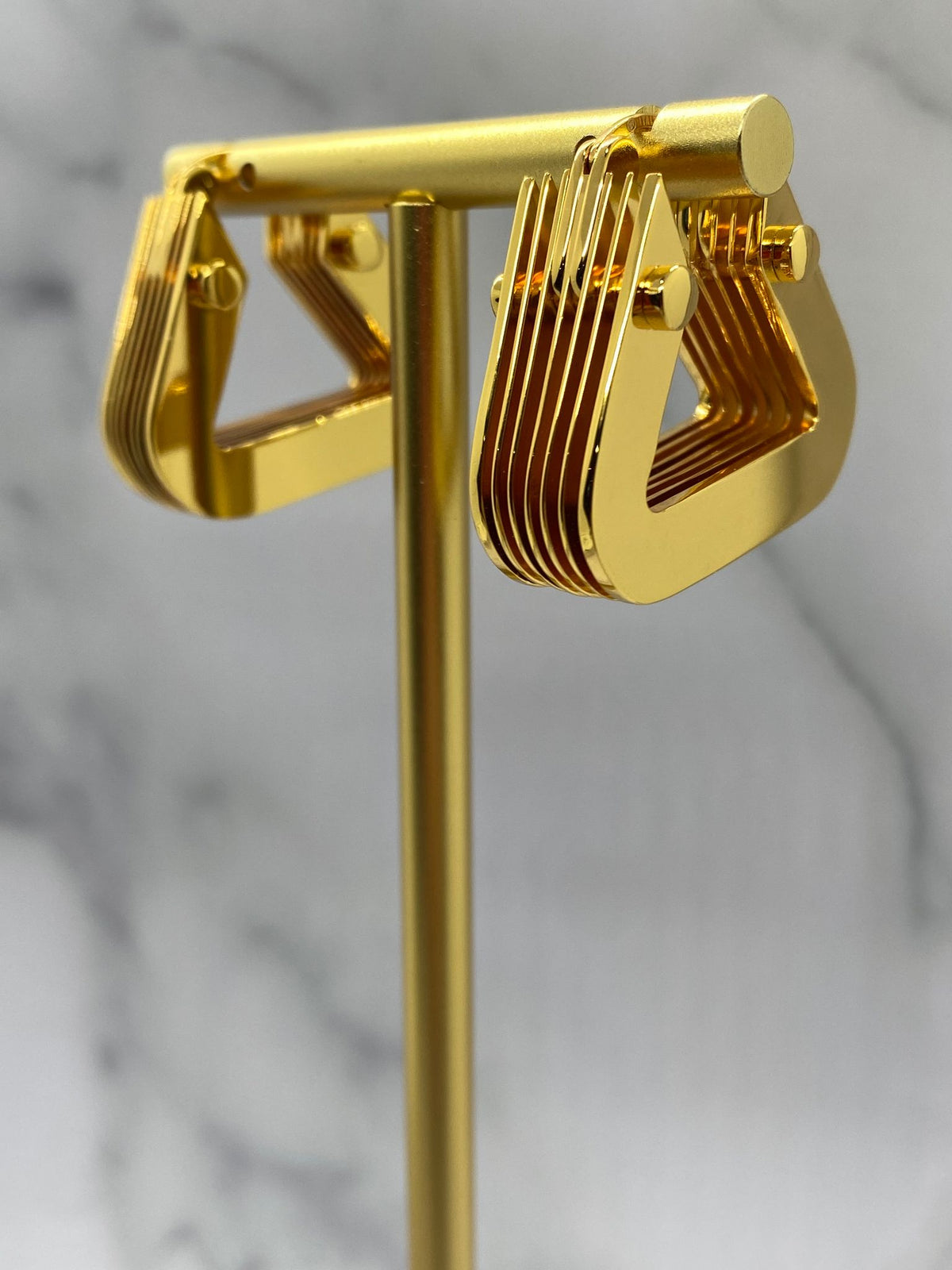 BOTTEGA VENETA Gold Tone Bolt Earrings - Pre owned