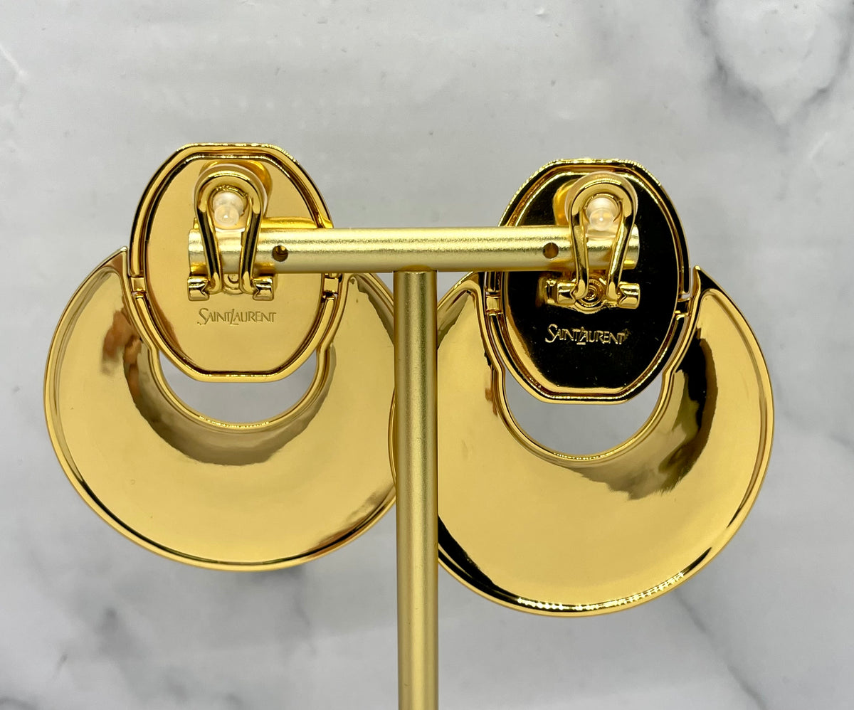 YSL YVES SAINT LAURENT Statement Clip On Earrings - Pre owned