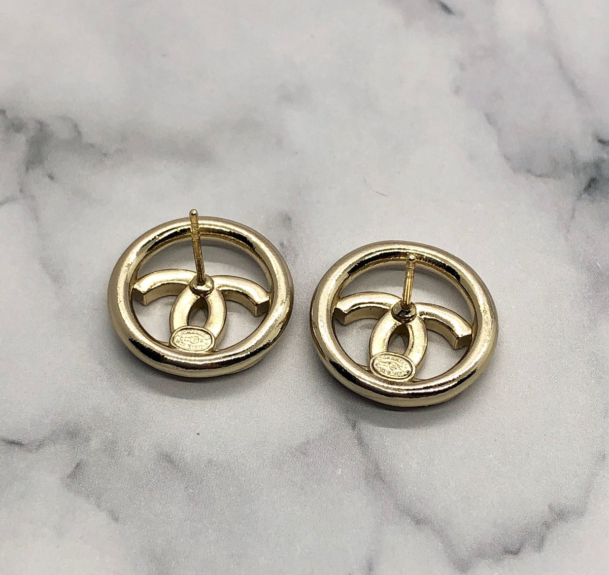 CHANEL CC Circle Rhinestone Earrings - USED