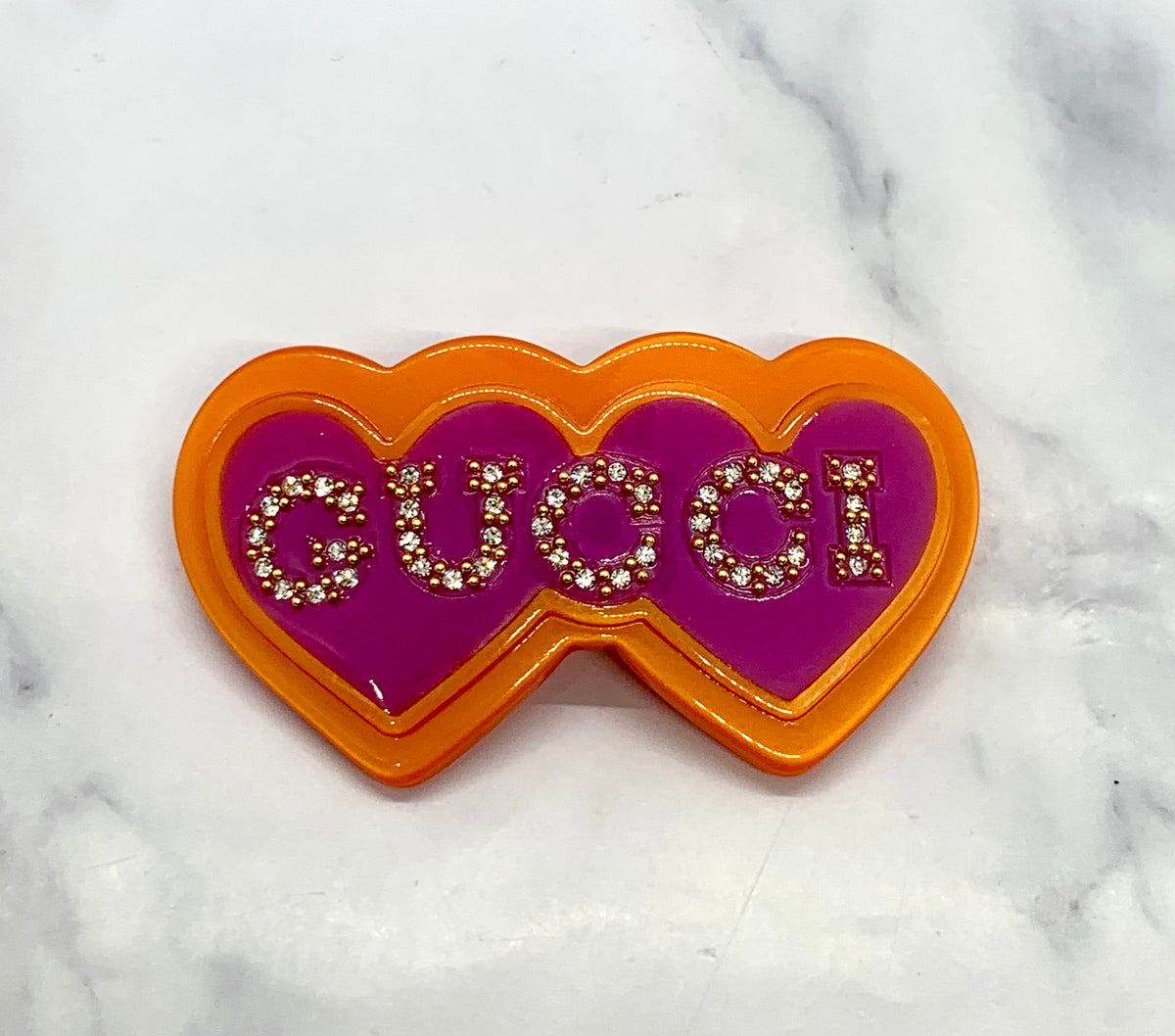 GUCCI Hearts Rhinestone Hair Clip Barrette - Pre owned