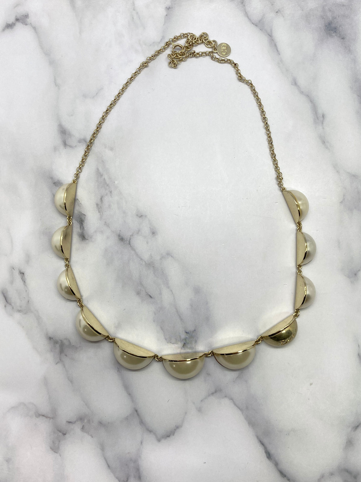 CHRISTIAN DIOR Geometric Pearl Statement Necklace - Pre owned