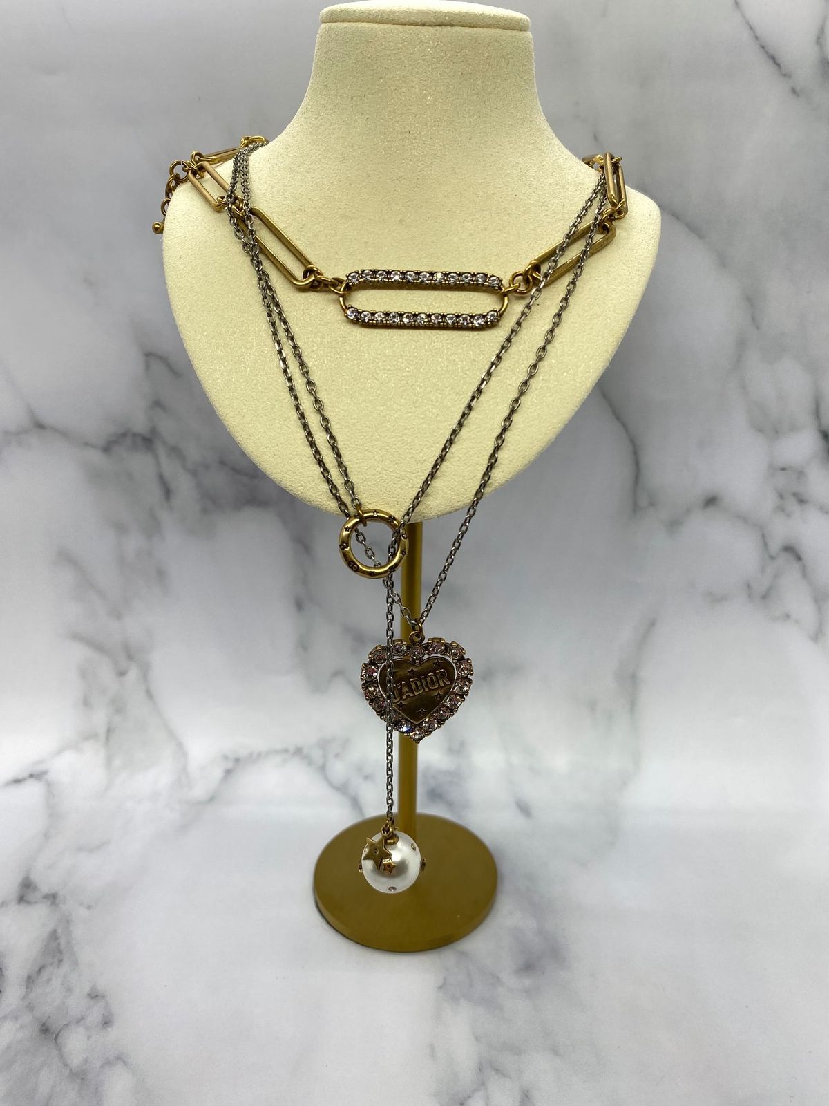 CHRISTIAN DIOR J'Adior Brass Elaborate Necklace - Pre owned
