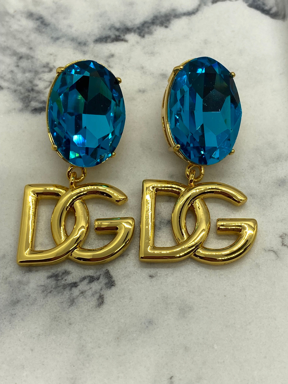DOLCE & GABBANA Blue Rhinestone Earrings - Pre owned