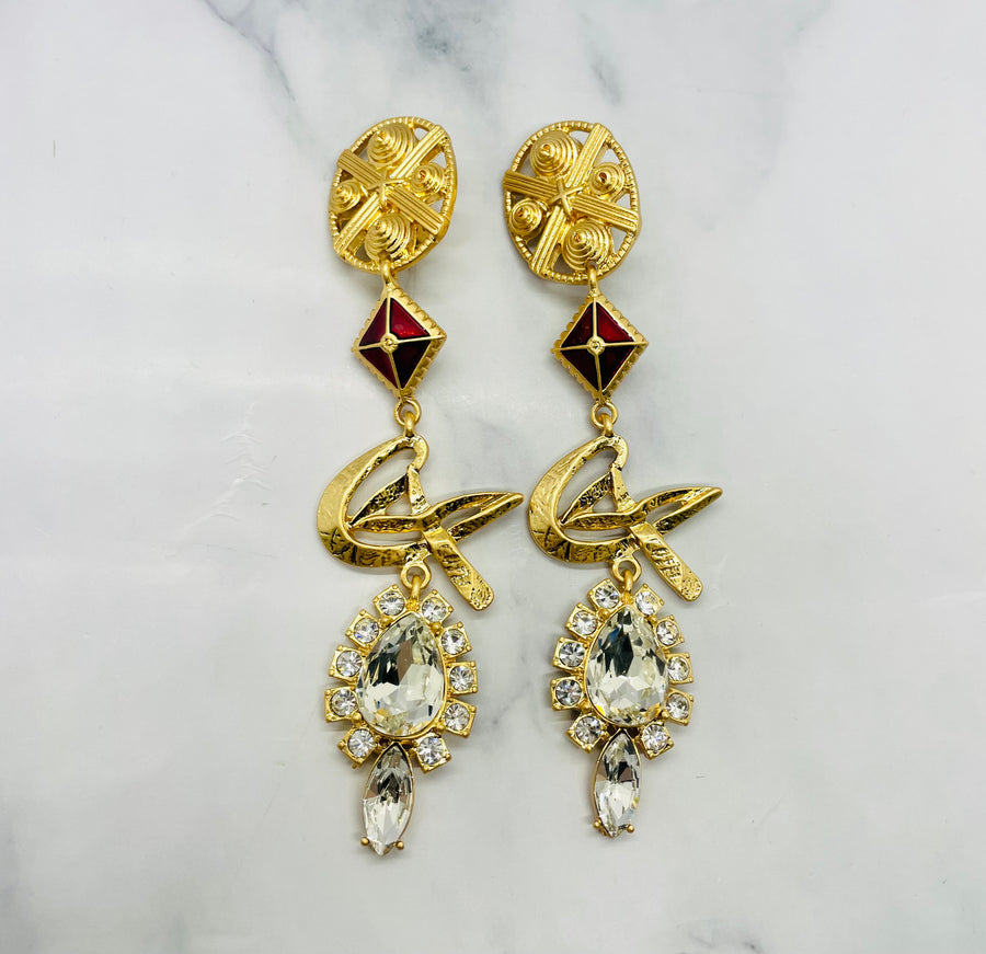 CHRISTIAN LACROIX Monogram Pendant Earrings - Pre owned