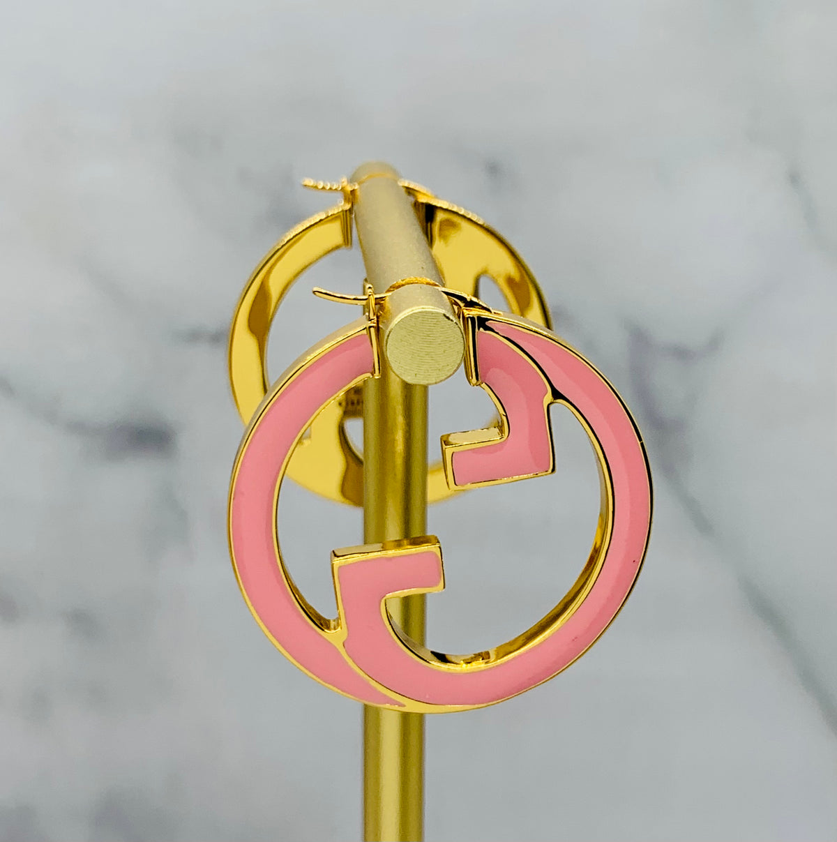 GUCCI GG Pink Hoop Earrings - Pre owned