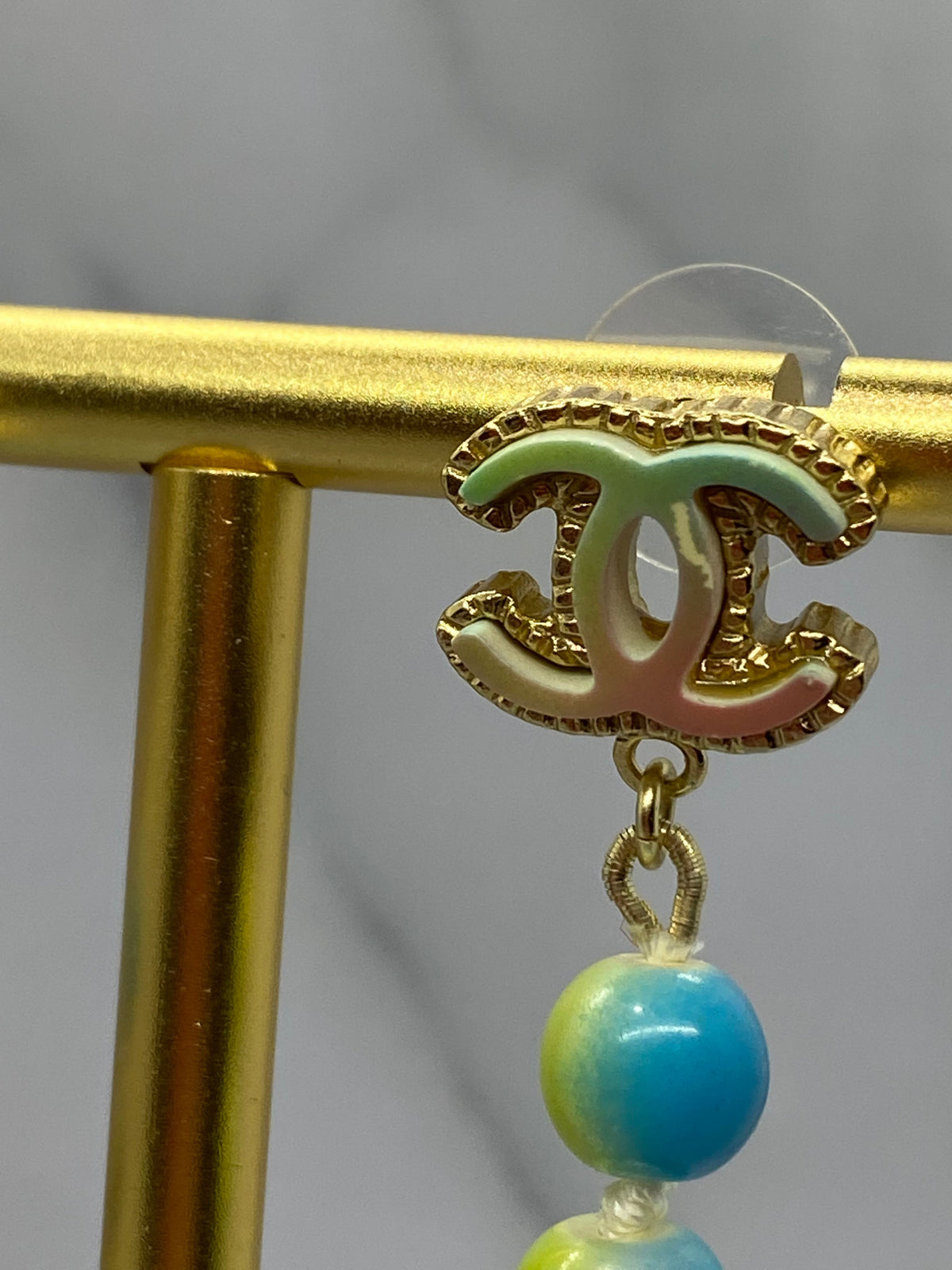 CHANEL CC Rainbow Pearl Pendant Earrings - USED