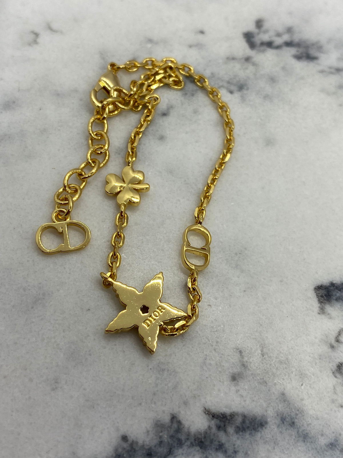CHRISTIAN DIOR CD Gold Tone Rhinestone Bracelet - Pre owned