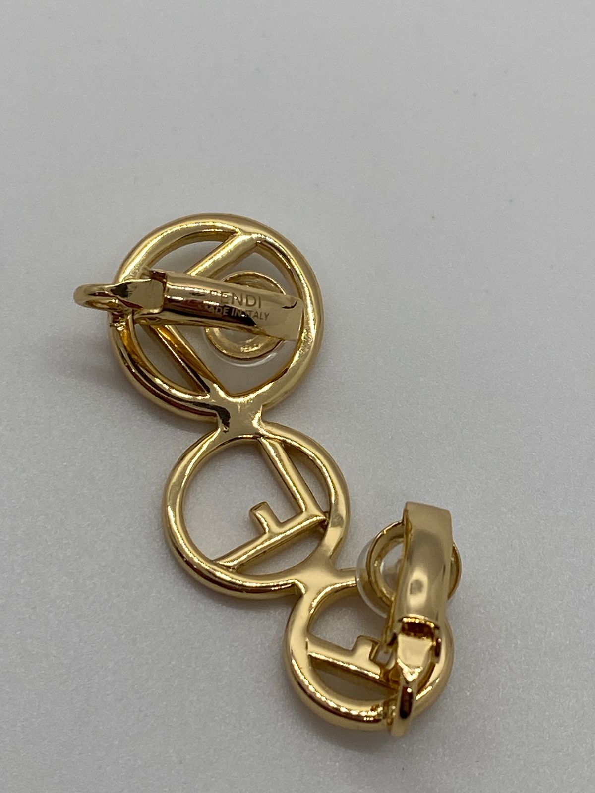 FENDI FF Gold Tone Rhinestone Single Climber Earring - Pre owned