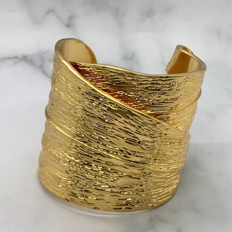 YSL YVES SAINT LAURENT Gold Tone Cuff Bracelet - Pre owned