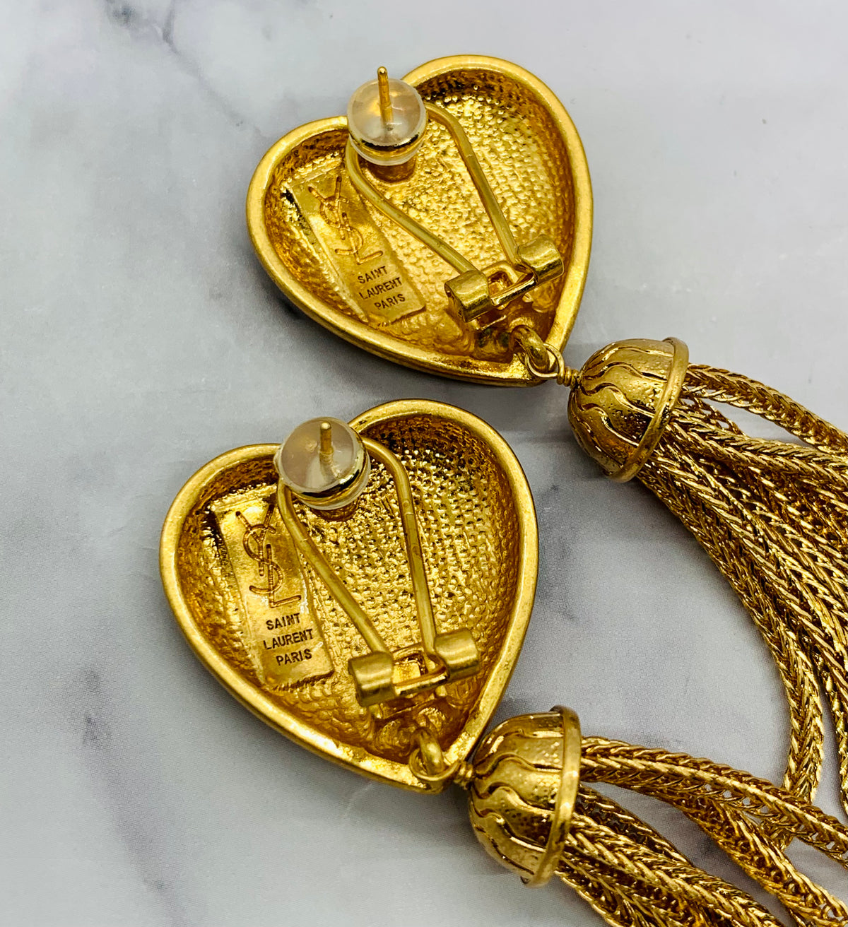 YSL YVES SAINT LAURENT Vintage Heart Tassel Earrings - Pre owned