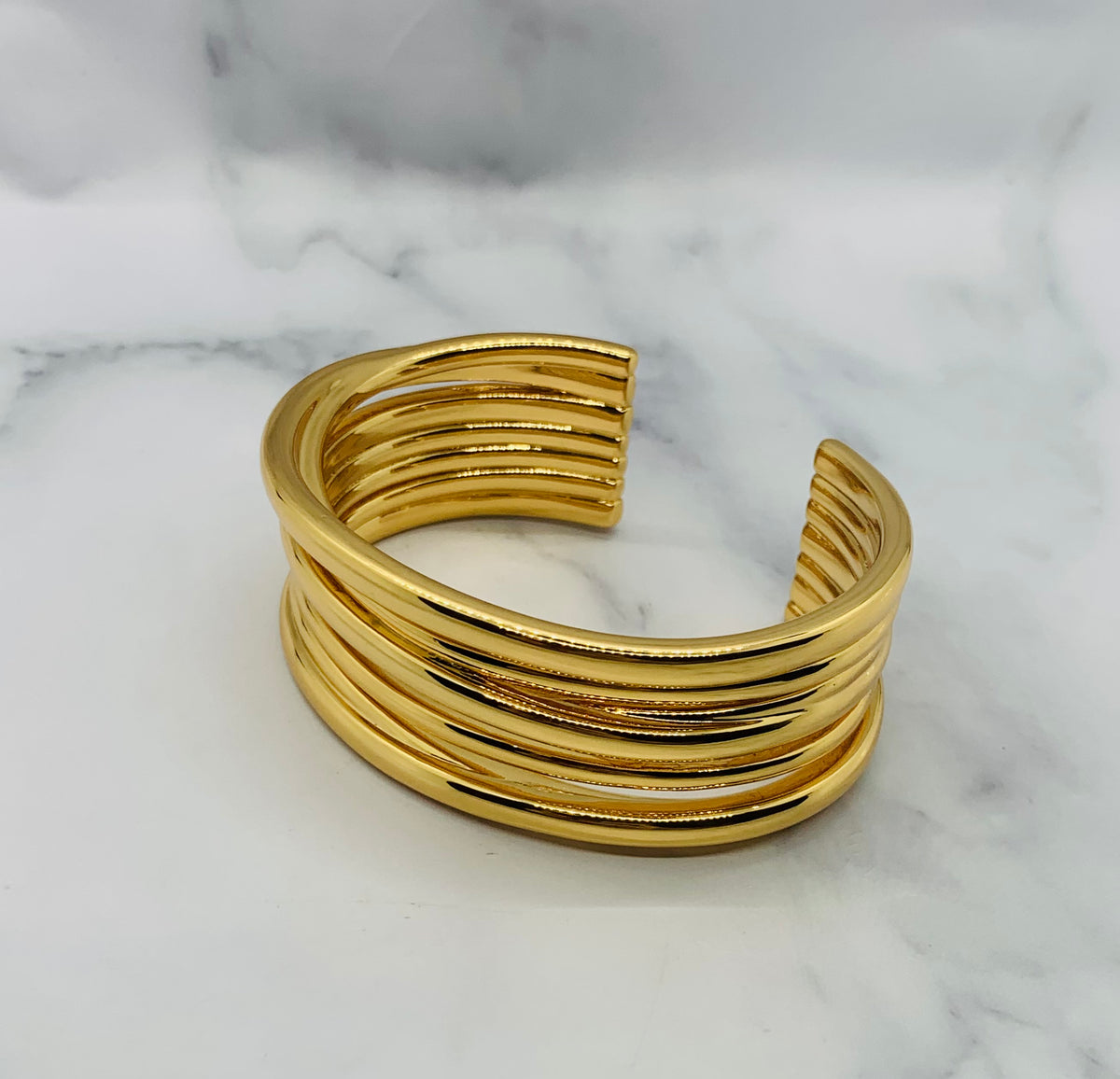 YSL YVES SAINT LAURENT Gold Tone Cuff Bracelet - Pre owned