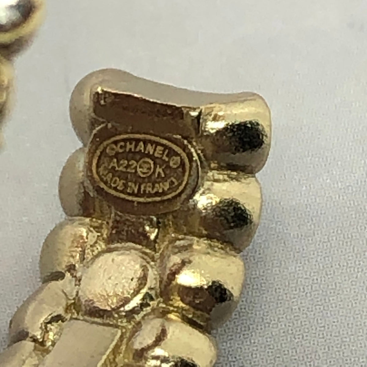 CHANEL CC Gold Tone Rhinestone Hoop Earrings - Pre owned