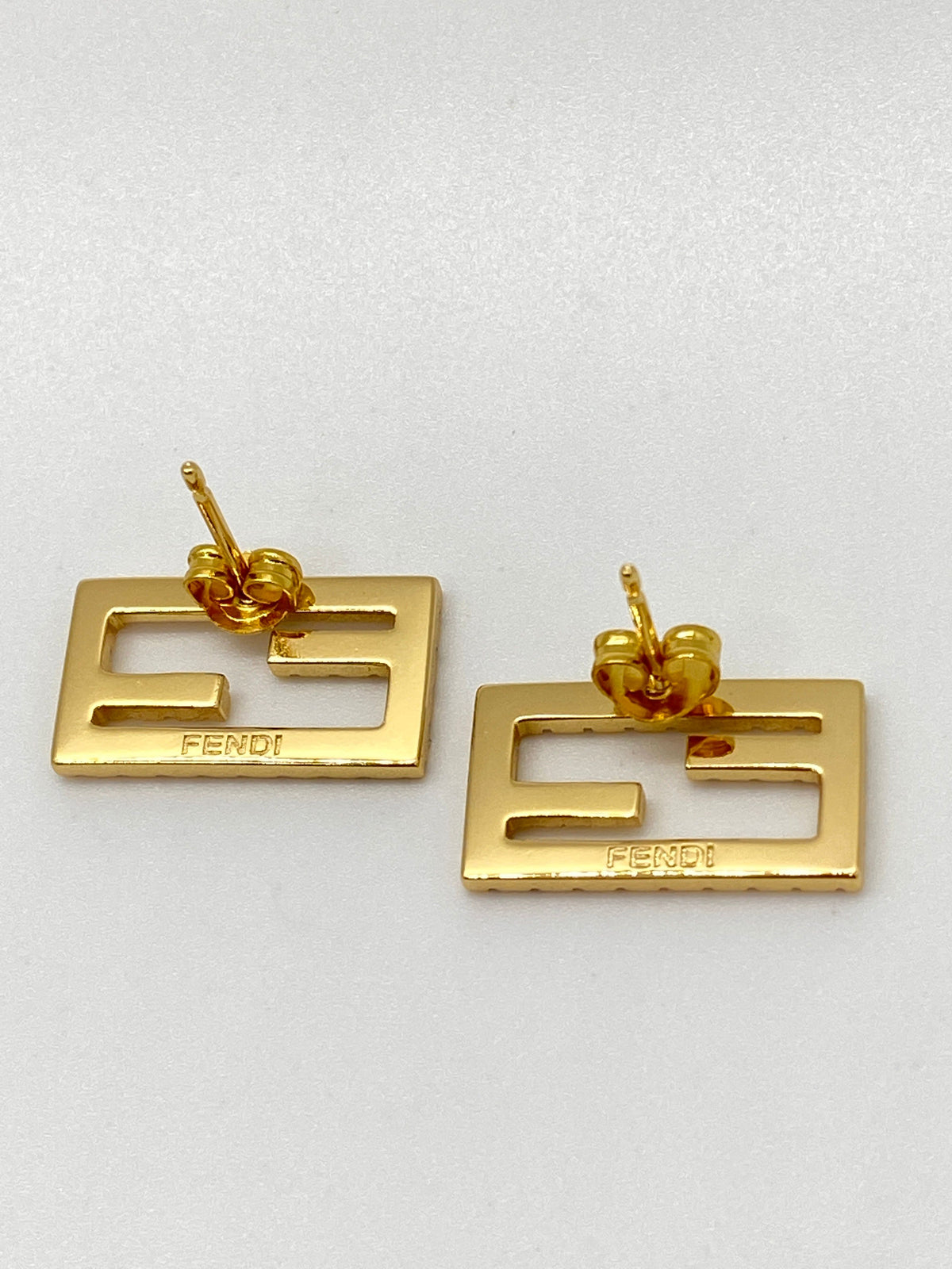 FENDI FF Gold Tone Baguette Earrings - Preowned
