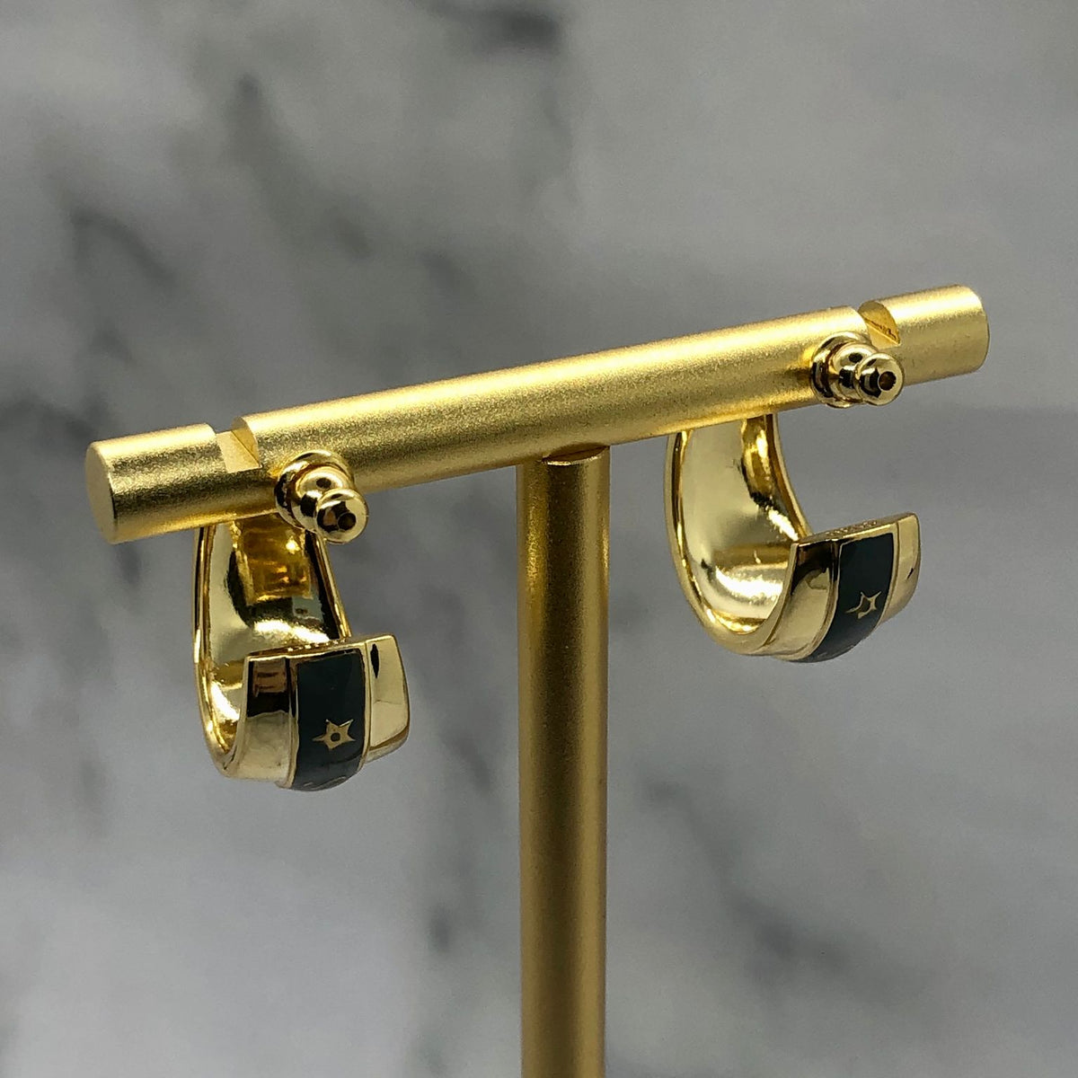 LOEWE Gold Tone Pendant Monogram Earrings - Pre owned
