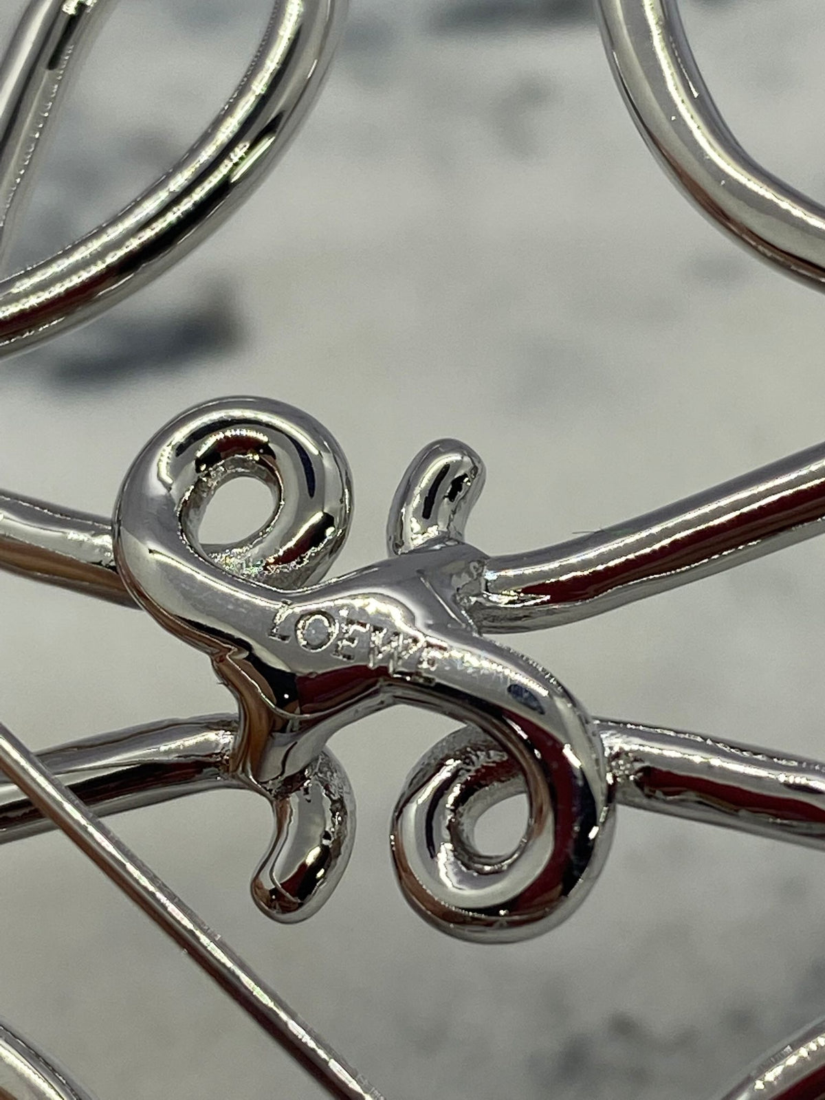 LOEWE Silver Tone Monogram Logo Brooch Pin - Pre owned