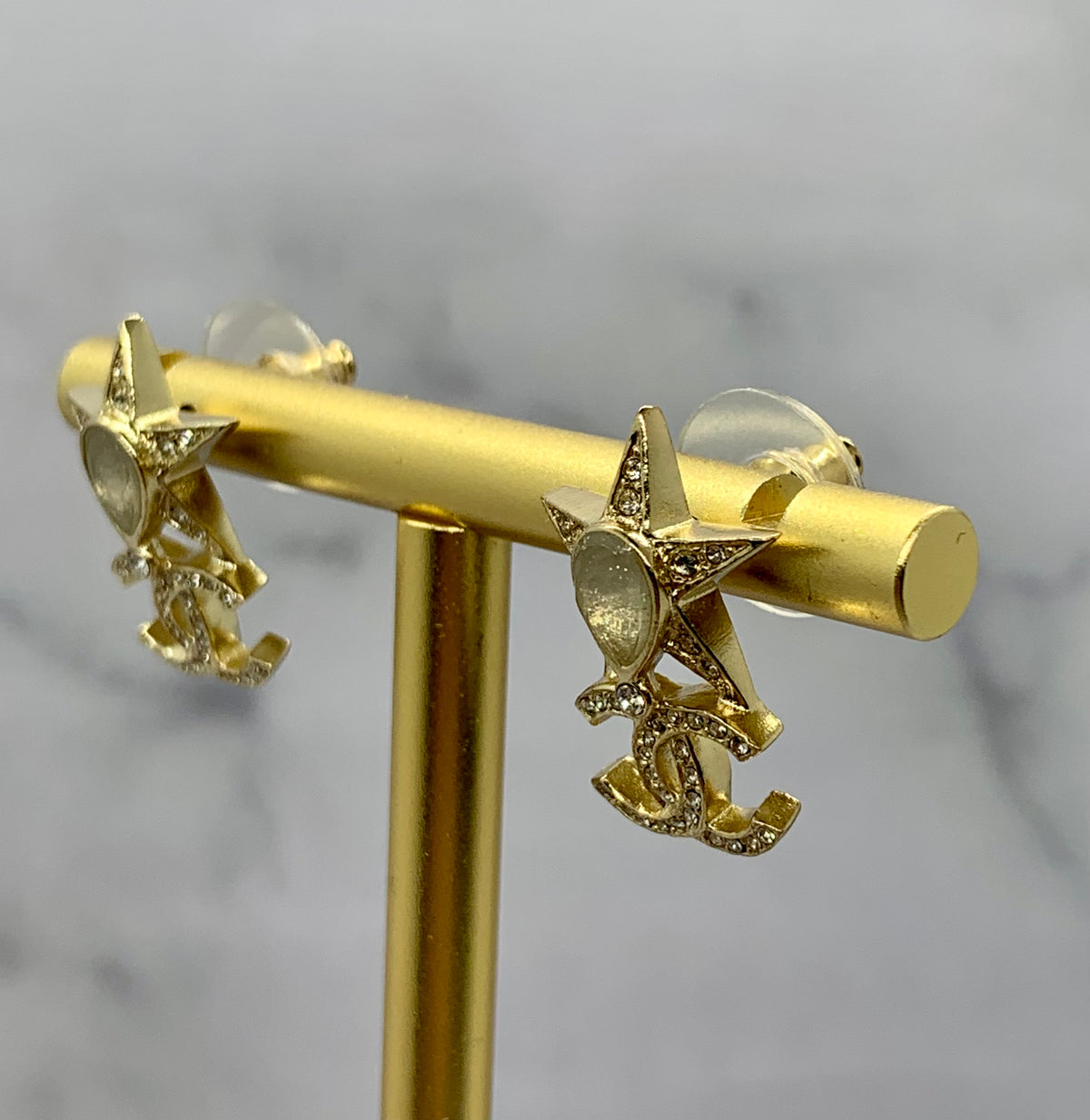 CHANEL CC Star Rhinestone Earrings - Pre owned