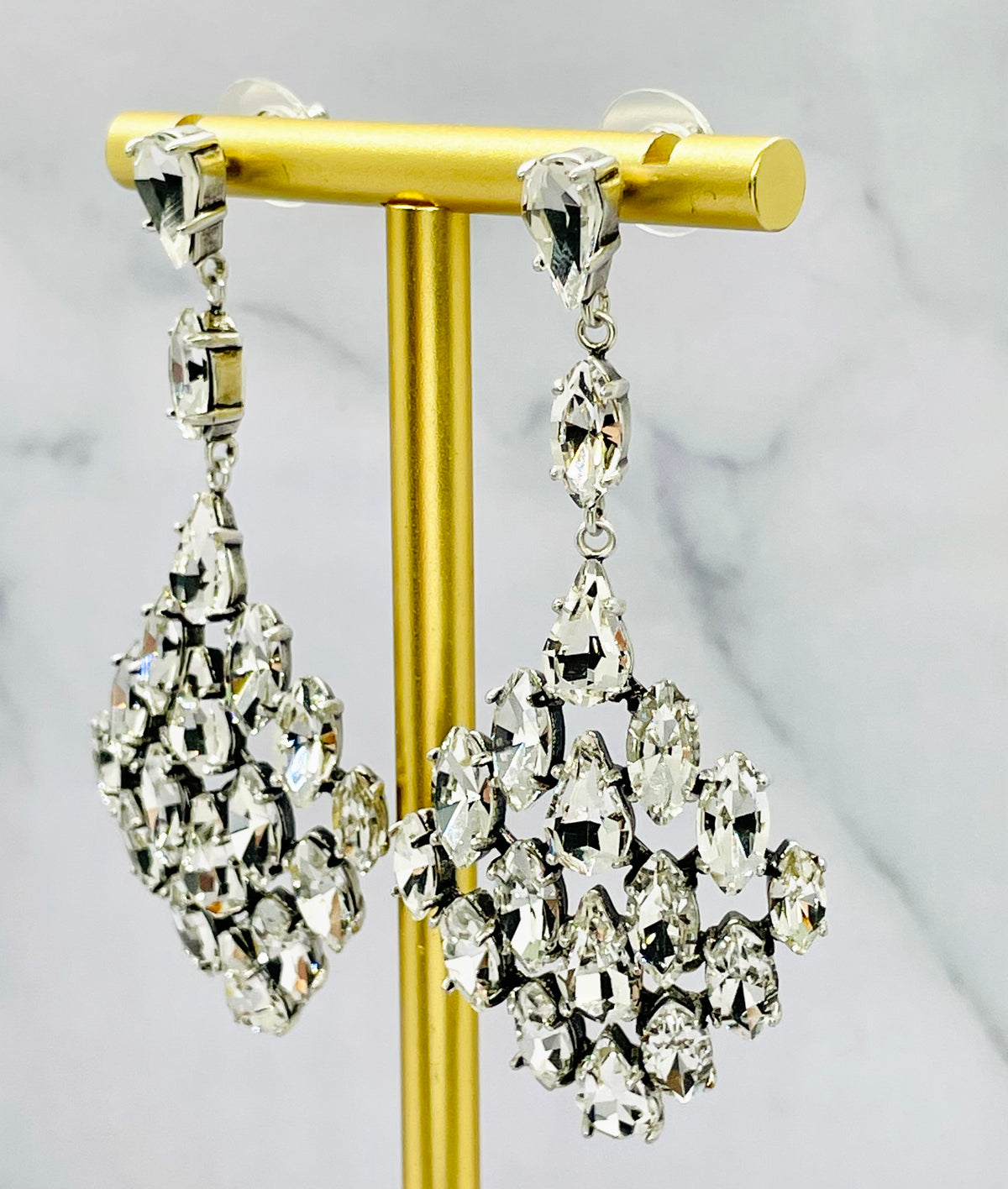YSL YVES SAINT LAURENT Rhinestone Pendant Earrings - Pre owned