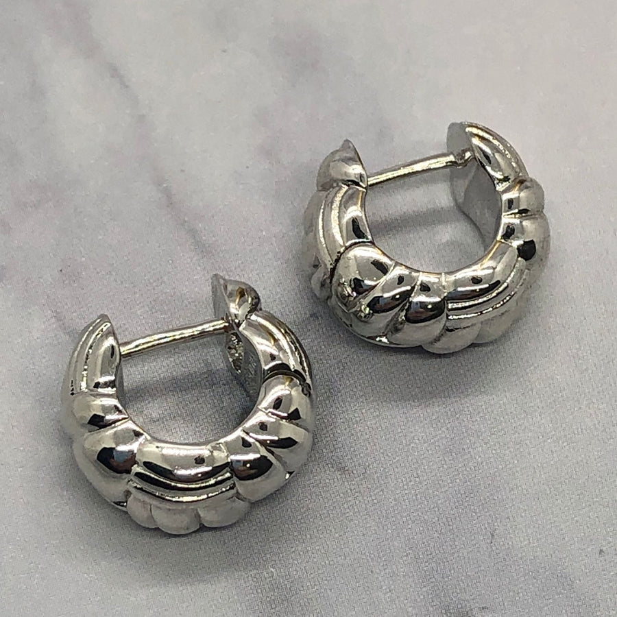 BOTTEGA VENETA Silver Tone Hoop Earrings - Pre owned