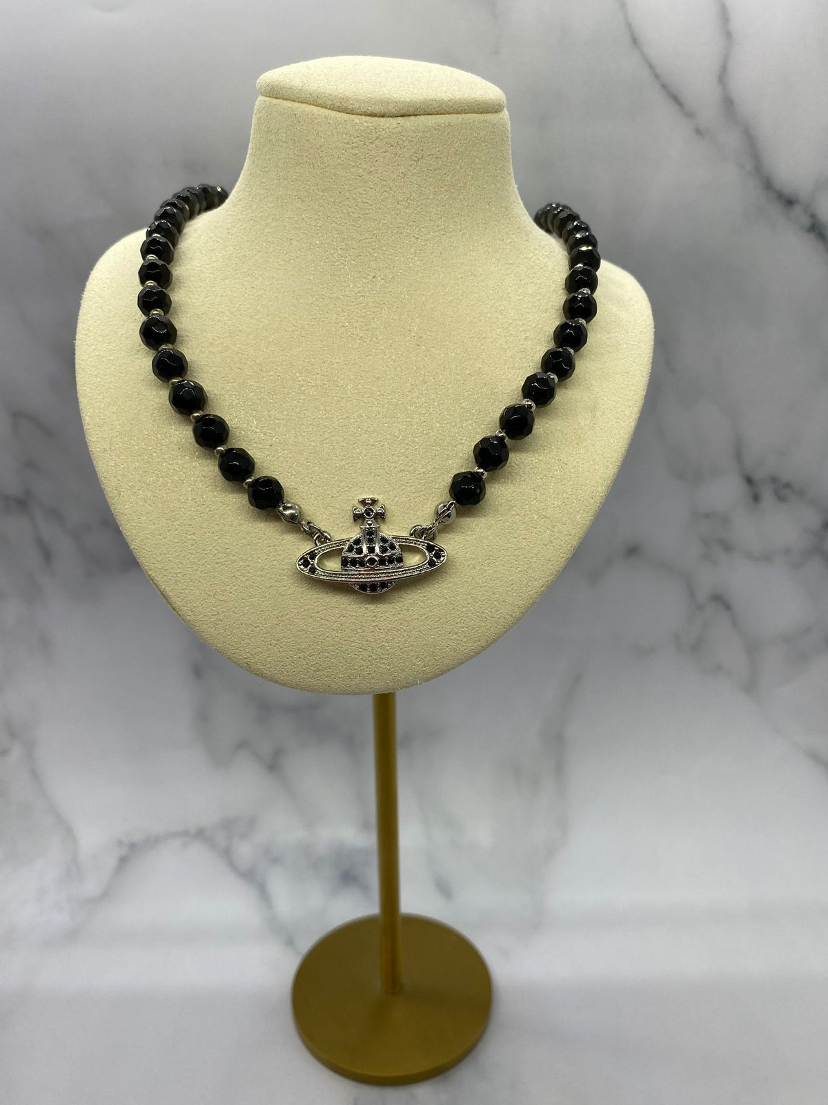 VIVIENNE WESTWOOD Black Beaded Orb Necklace - Pre owned
