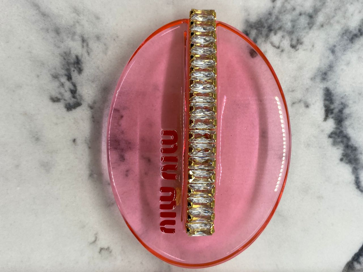 MIU MIU Pink Acrylic Rhinestone Hair Clip Barrette - Pre owned
