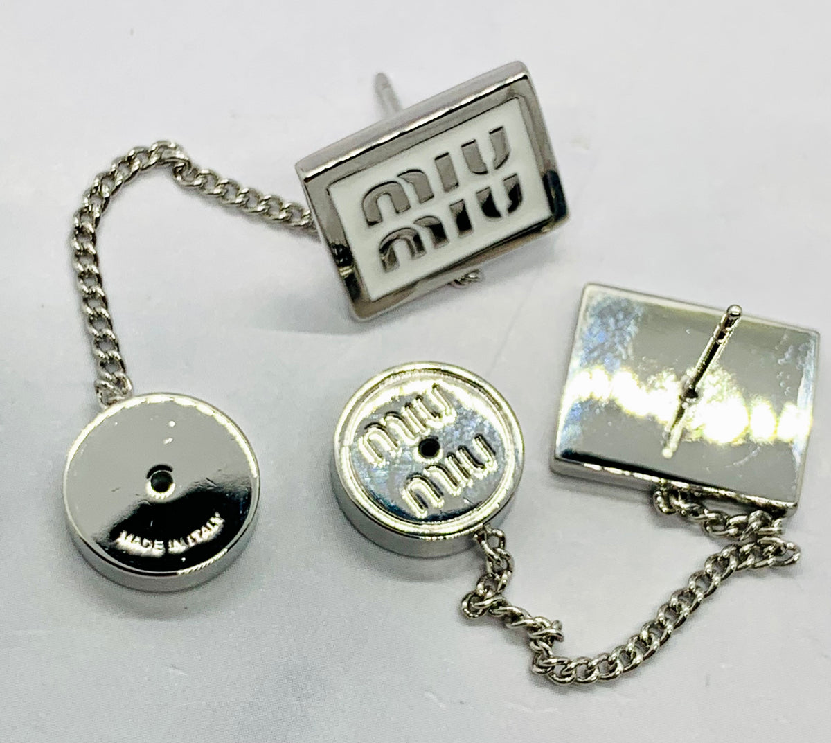 MIU MIU White Chain Earrings - pre owned