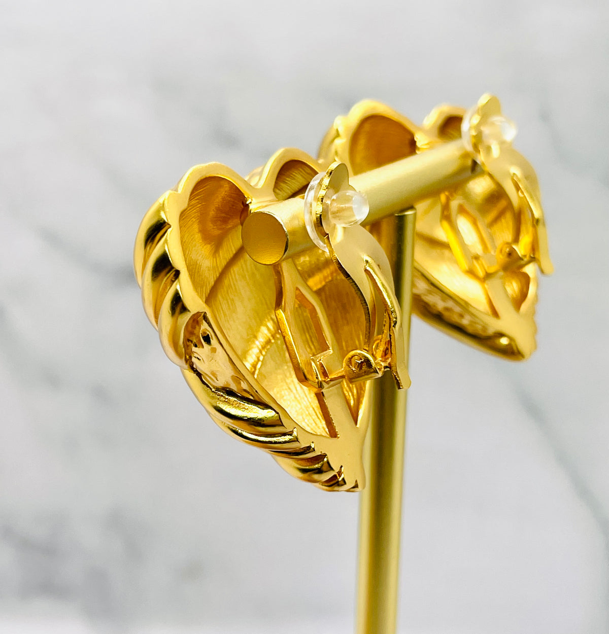 YSL YVES SAINT LAURENT Brass Clip On Heart Earrings - Pre owned